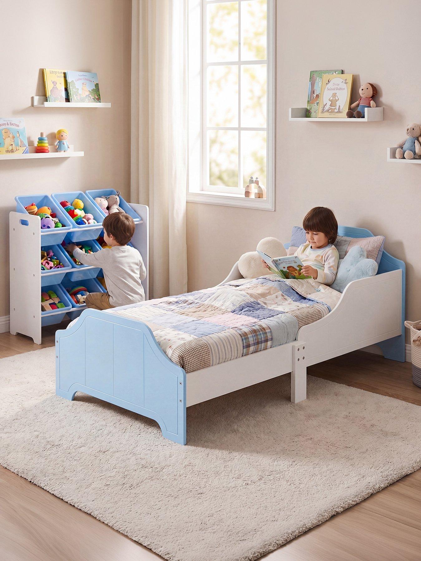 Liberty House Two Tone bed and 9 bin storage set - white/blue