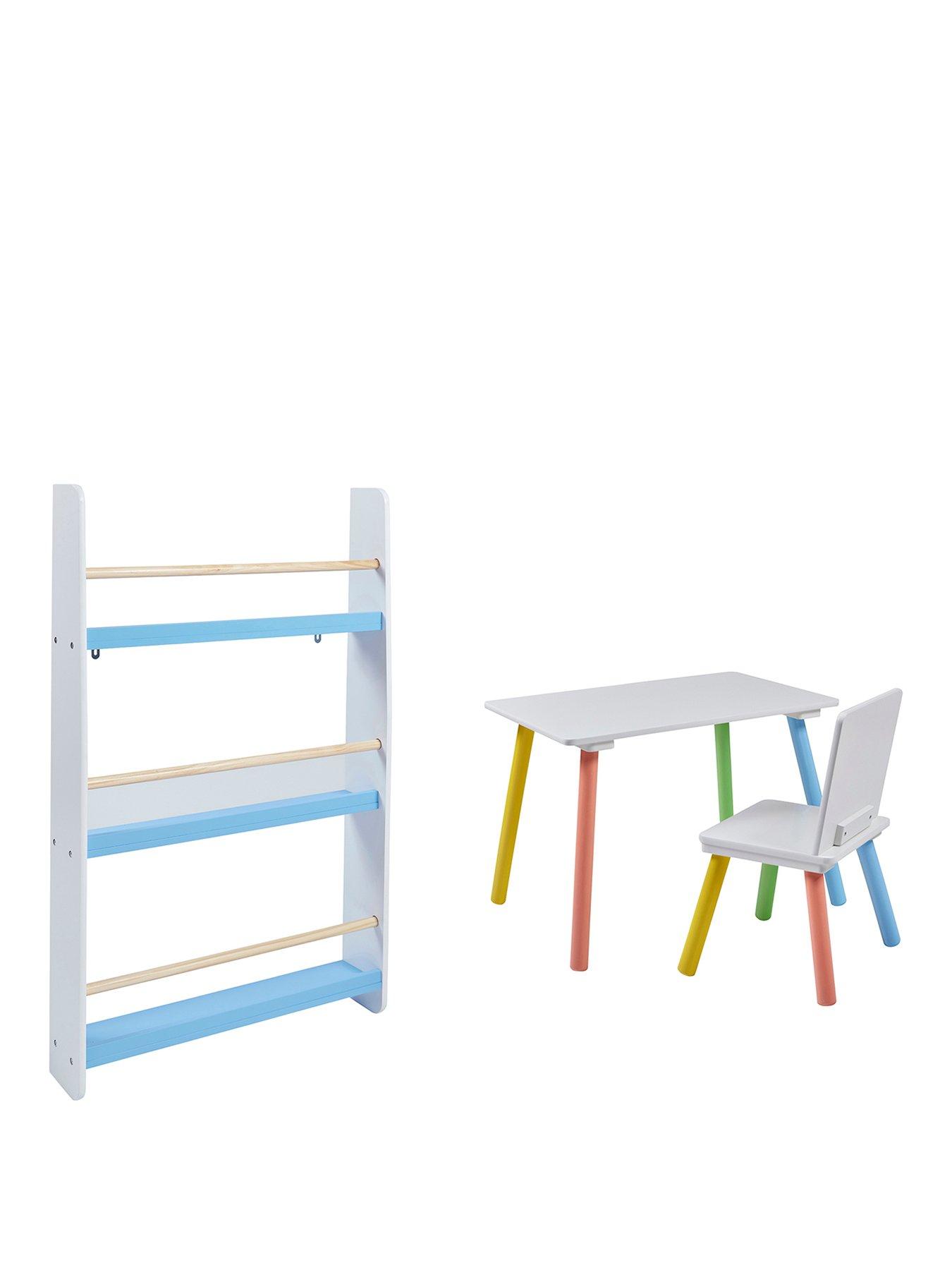 Image 2 of 7 of Liberty House Rainbow Table and Bookshelf set - white/blue