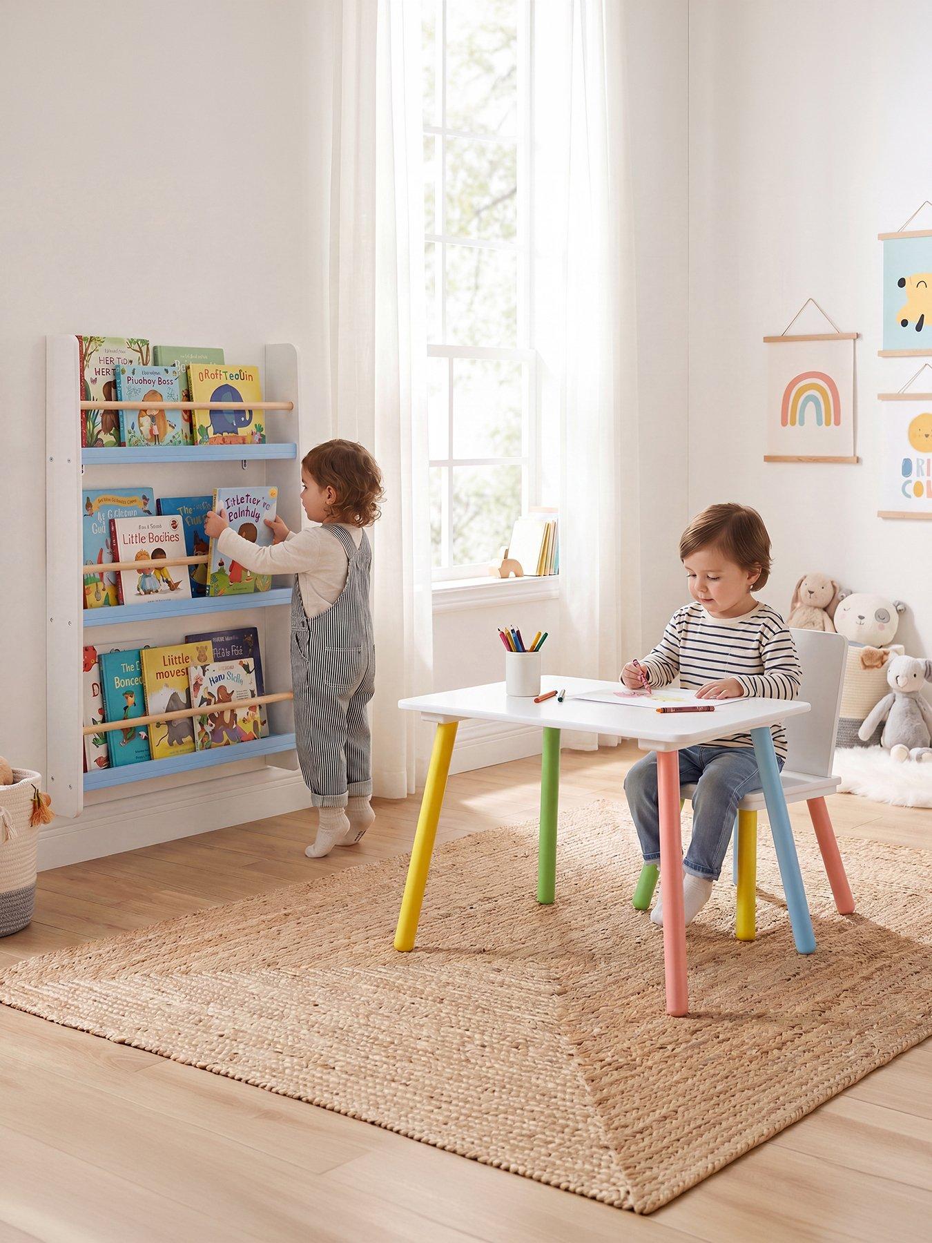 Image 3 of 7 of Liberty House Rainbow Table and Bookshelf set - white/blue