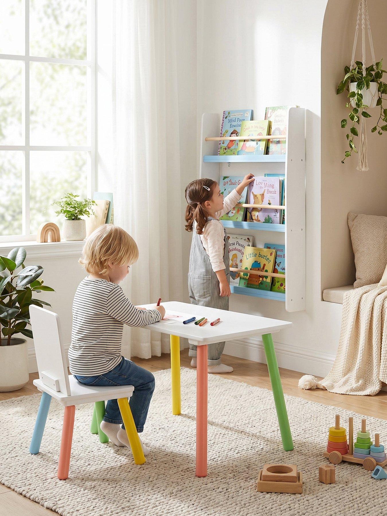 Image 4 of 7 of Liberty House Rainbow Table and Bookshelf set - white/blue