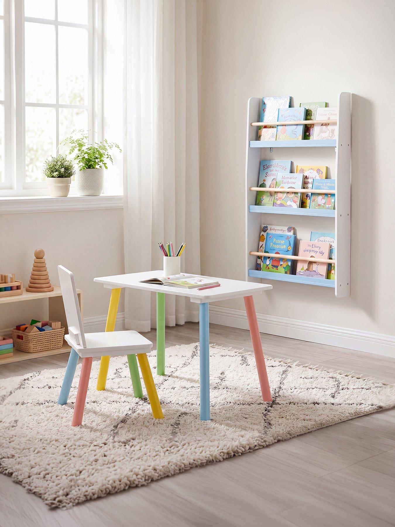 Image 5 of 7 of Liberty House Rainbow Table and Bookshelf set - white/blue