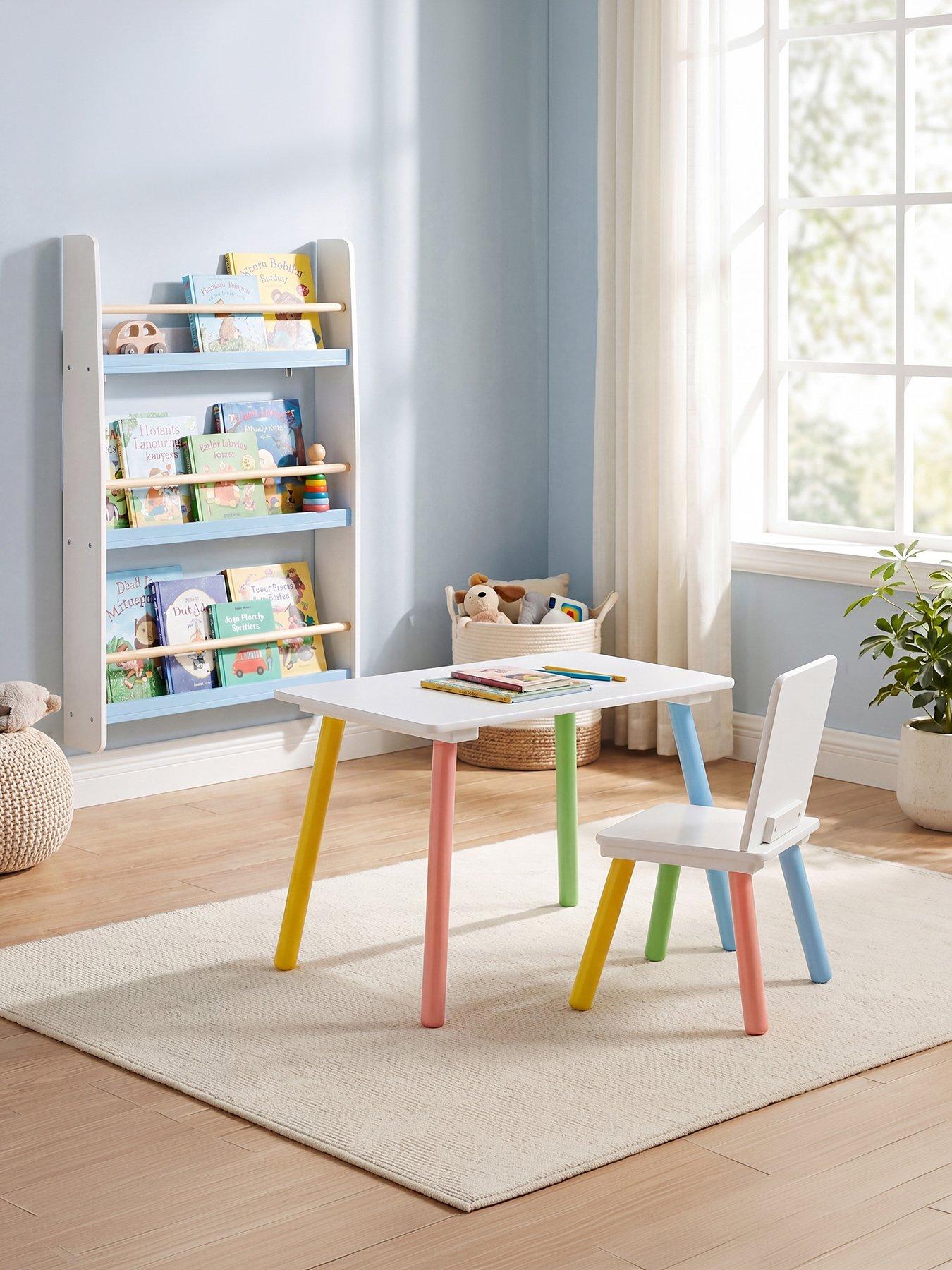 Image 6 of 7 of Liberty House Rainbow Table and Bookshelf set - white/blue