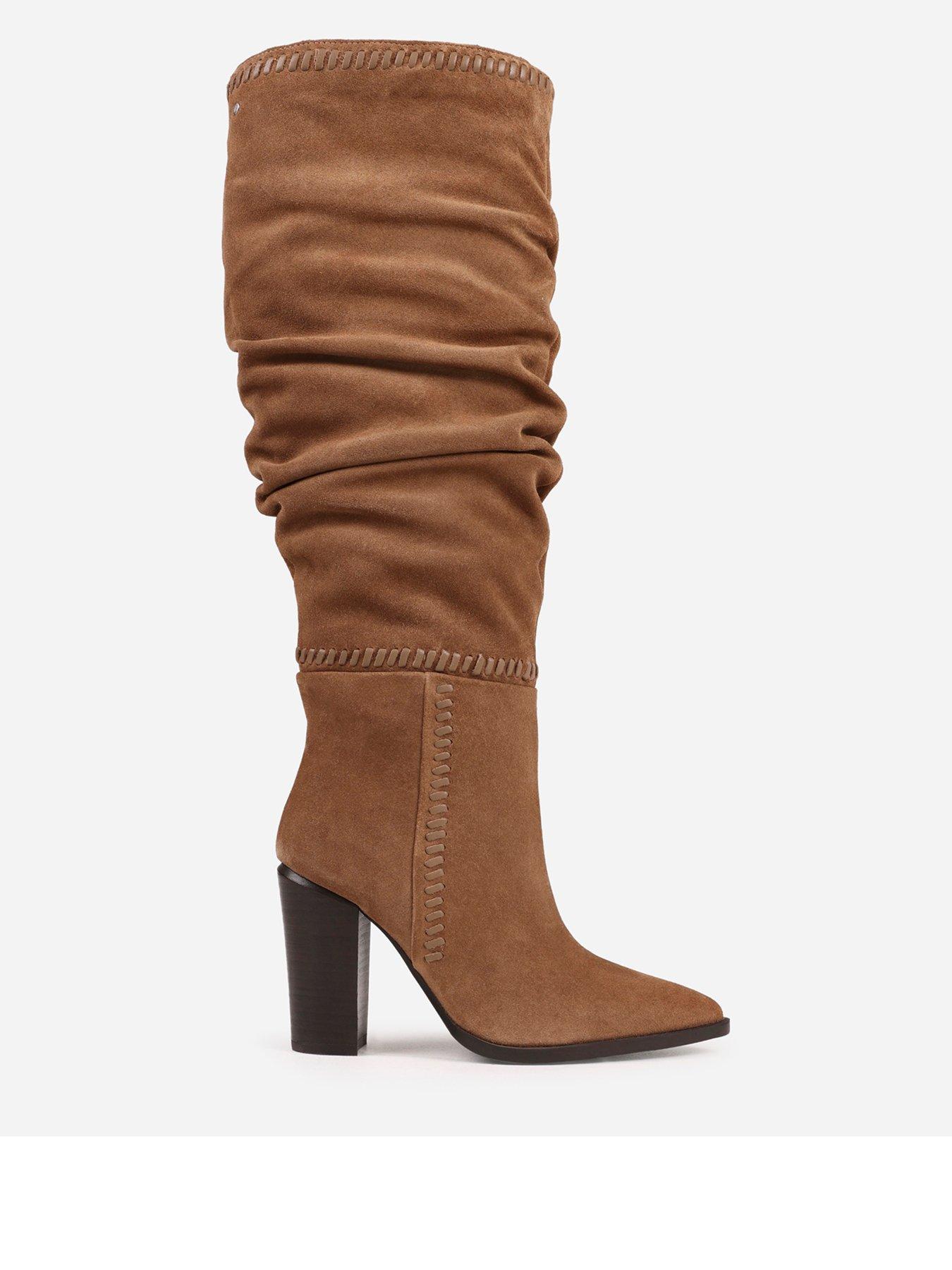 Image 1 of 7 of Bronx Americana Knee High Suede Slouch Boots - Brown