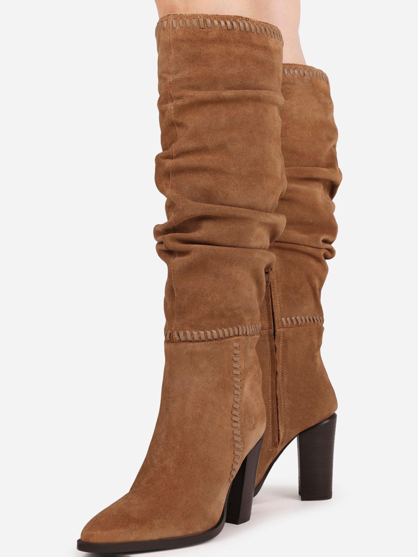Image 6 of 7 of Bronx Americana Knee High Suede Slouch Boots - Brown