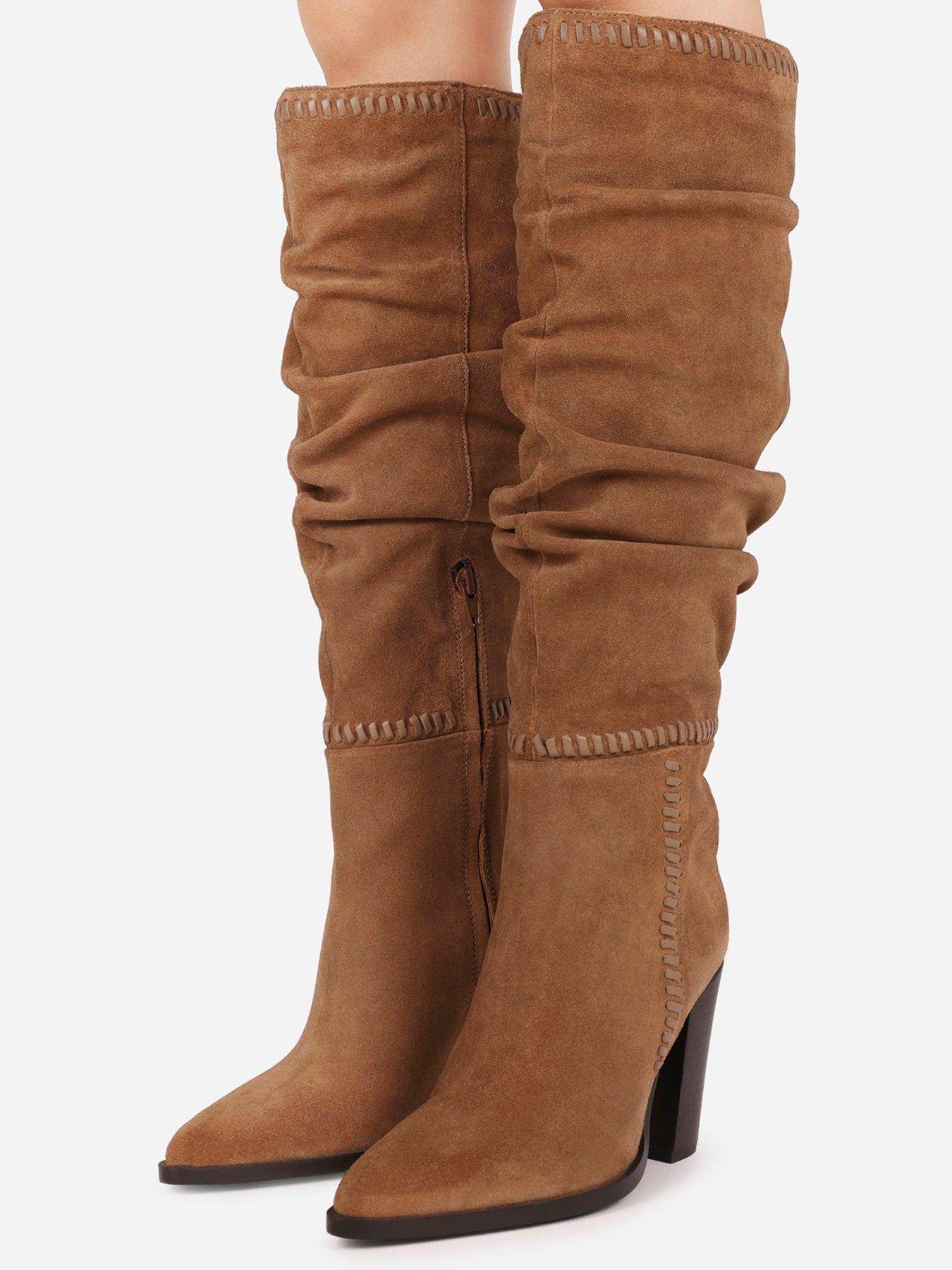 Image 7 of 7 of Bronx Americana Knee High Suede Slouch Boots - Brown