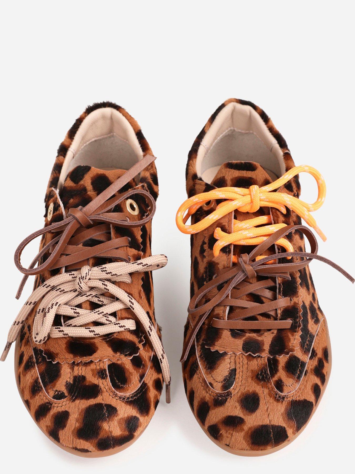 Image 4 of 7 of Bronx Park-err Leopard Print Pony Hair Low Profile Trainer