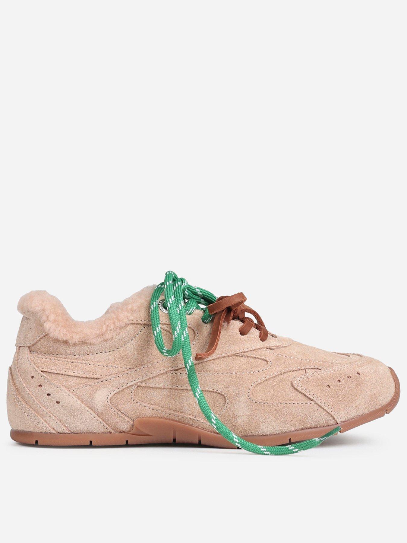 Image 1 of 6 of Bronx Myr-Aa Fur Lined Trainers with Contrast Laces - Beige