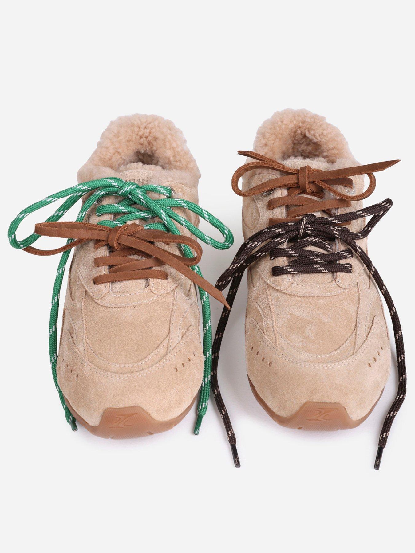 Image 2 of 6 of Bronx Myr-Aa Fur Lined Trainers with Contrast Laces - Beige