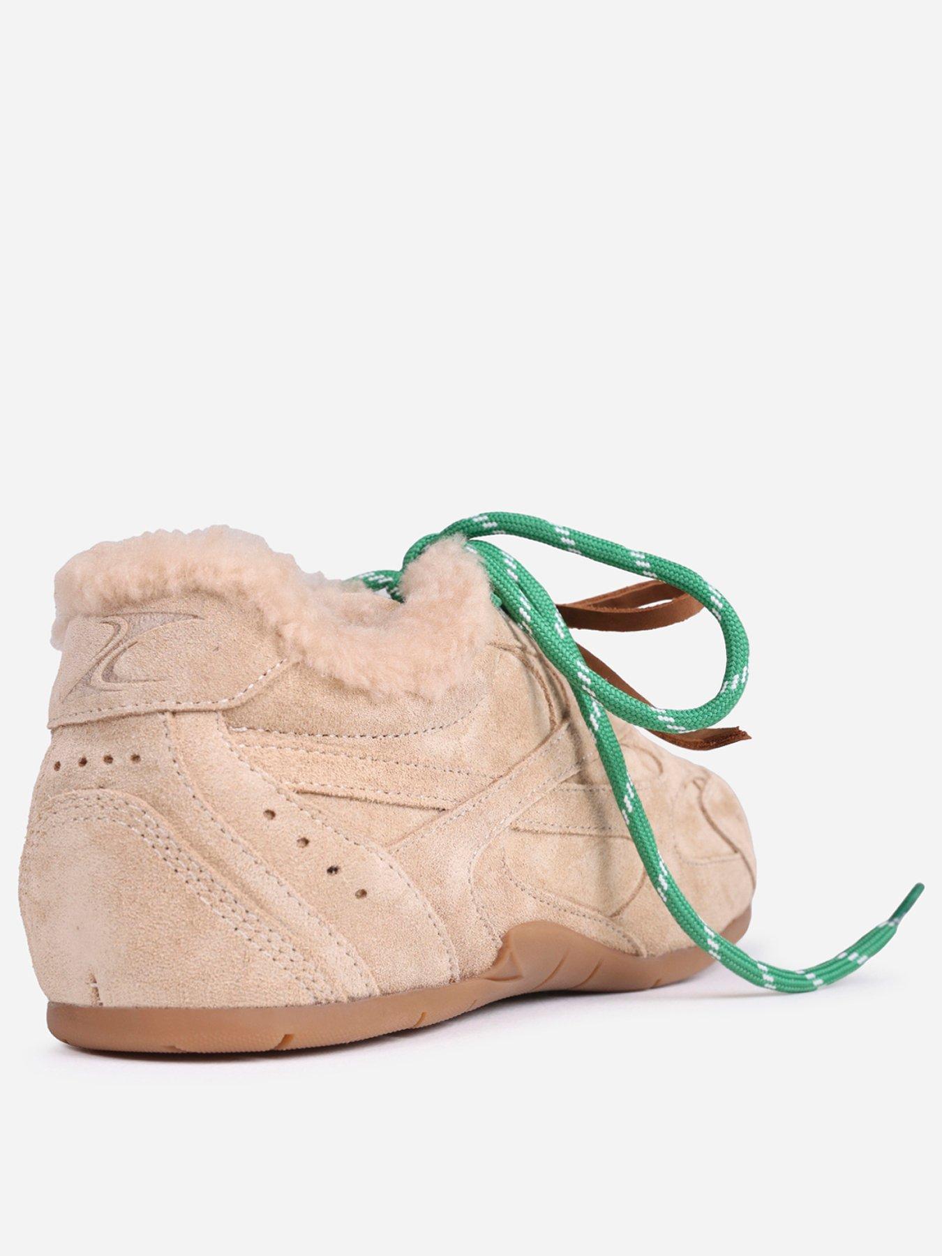 Image 3 of 6 of Bronx Myr-Aa Fur Lined Trainers with Contrast Laces - Beige