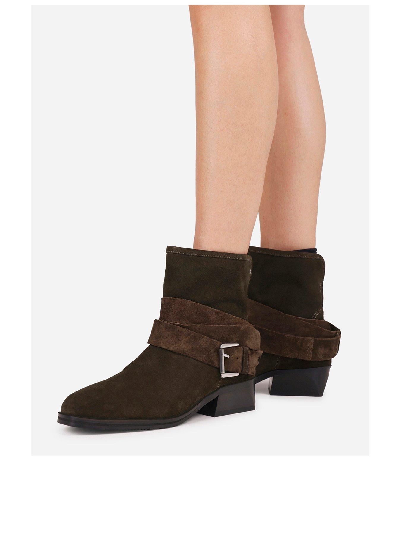 Image 2 of 7 of Bronx Brod-Ey Suede Ankle Boots with Buckle Detail - Brown