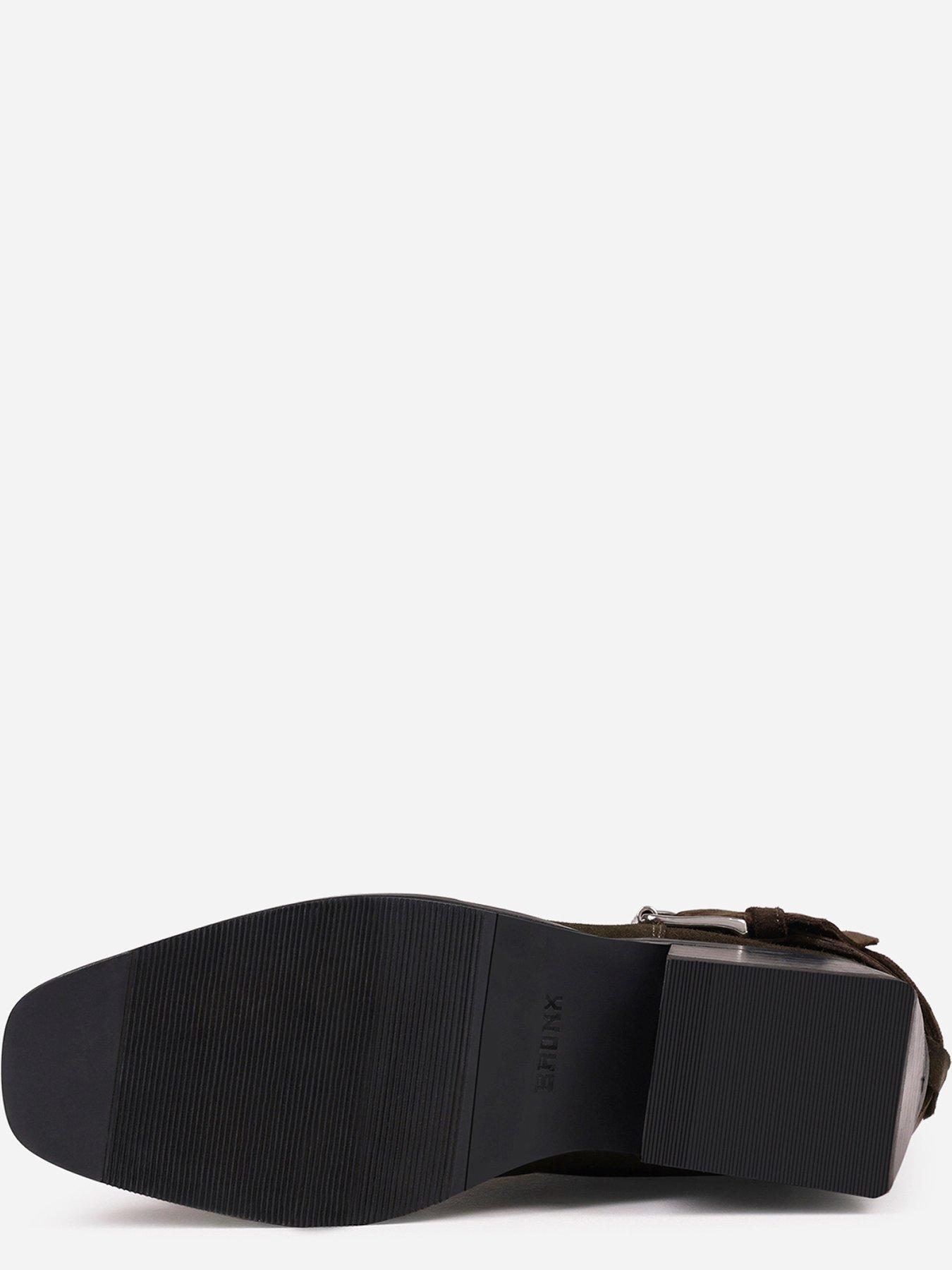 Image 5 of 7 of Bronx Brod-Ey Suede Ankle Boots with Buckle Detail - Brown