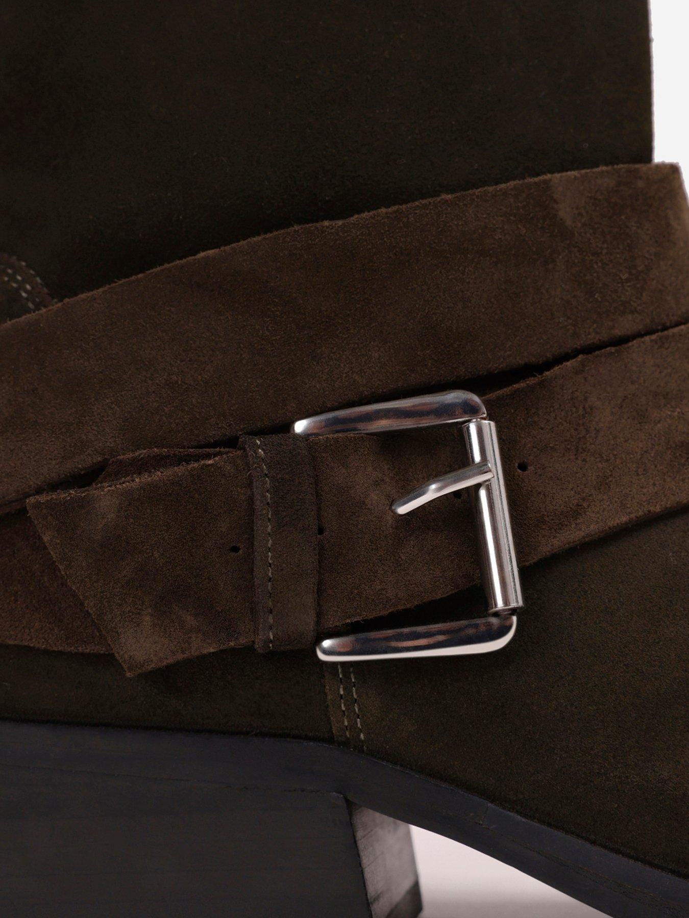 Image 6 of 7 of Bronx Brod-Ey Suede Ankle Boots with Buckle Detail - Brown