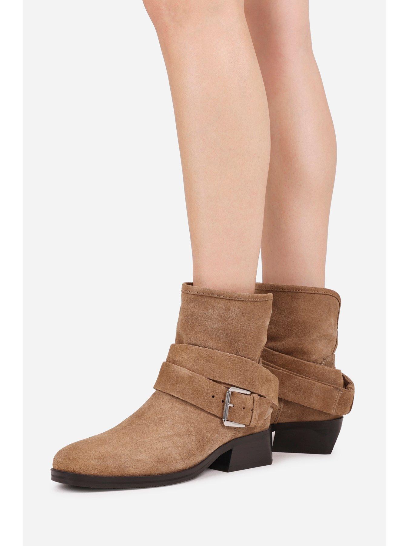 Image 7 of 7 of Bronx Brod-Ey Suede Ankle Boots with Buckle Detail - Brown