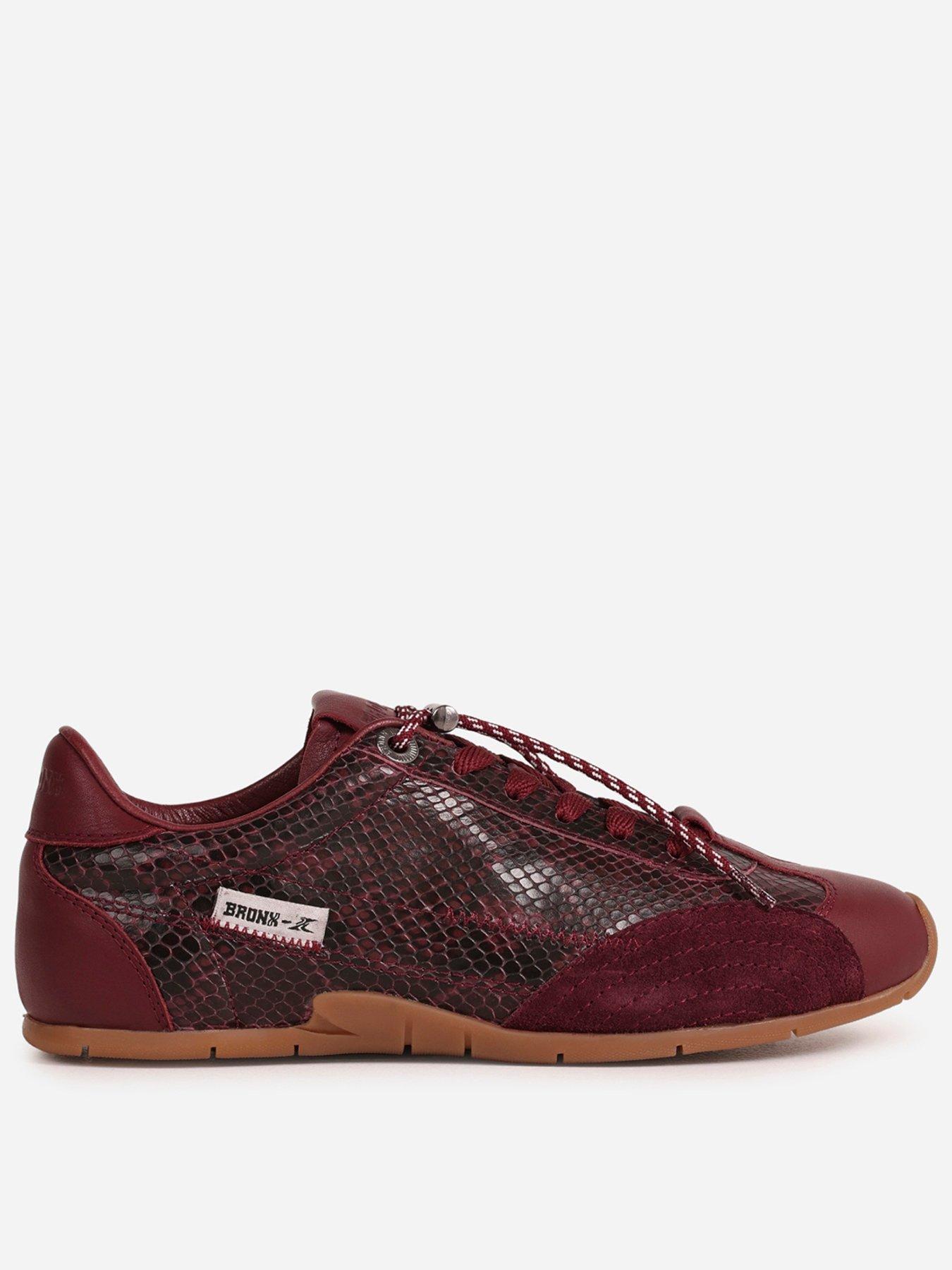 Image 1 of 7 of Bronx Myr-aa Snake Print Trainer - Burgrundy