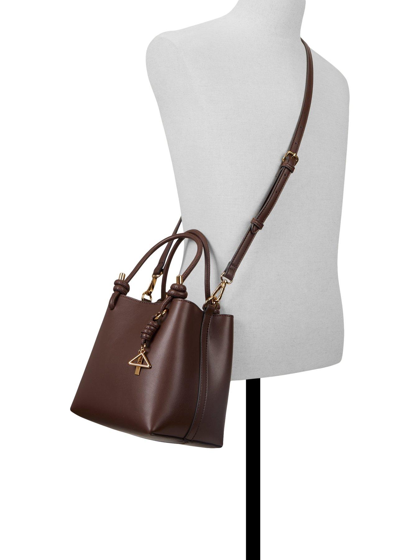 Image 2 of 4 of Aldo Knot Handle Bucket Shoulder Bag with Charm Detail - Brown