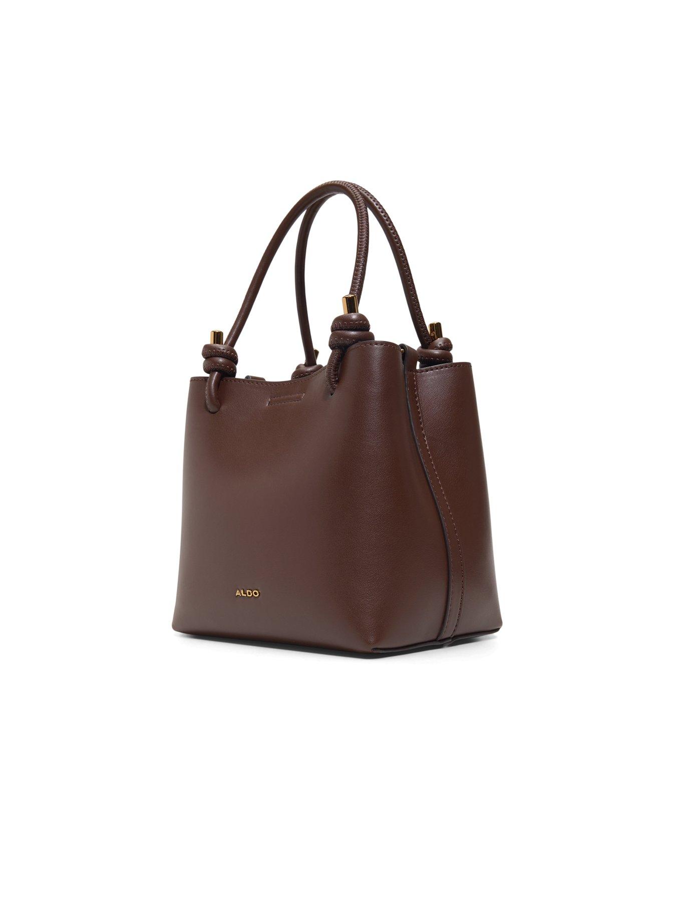 Image 3 of 4 of Aldo Knot Handle Bucket Shoulder Bag with Charm Detail - Brown