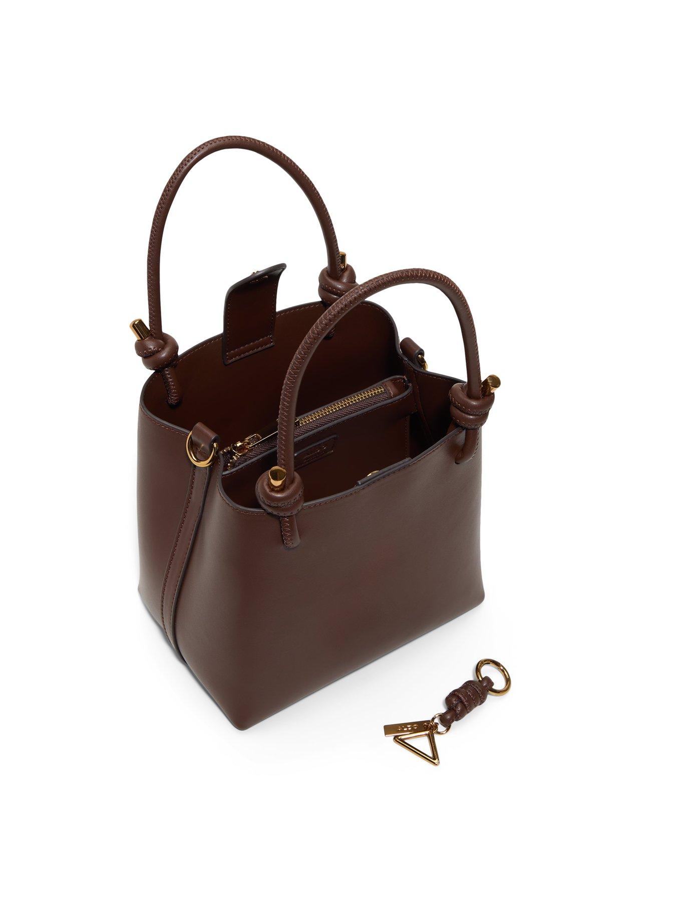 Image 4 of 4 of Aldo Knot Handle Bucket Shoulder Bag with Charm Detail - Brown