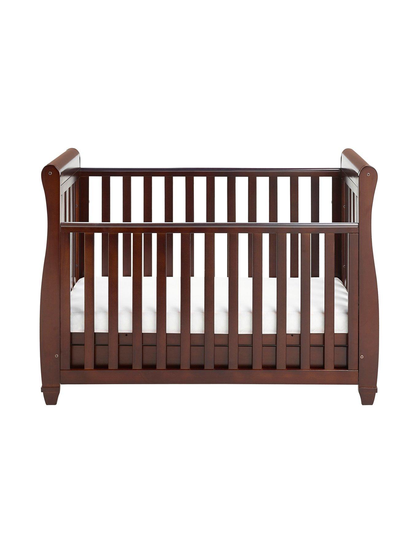 Image 7 of 7 of Babymore Eva Sleigh Cot Bed Dropside with Drawer - Brown