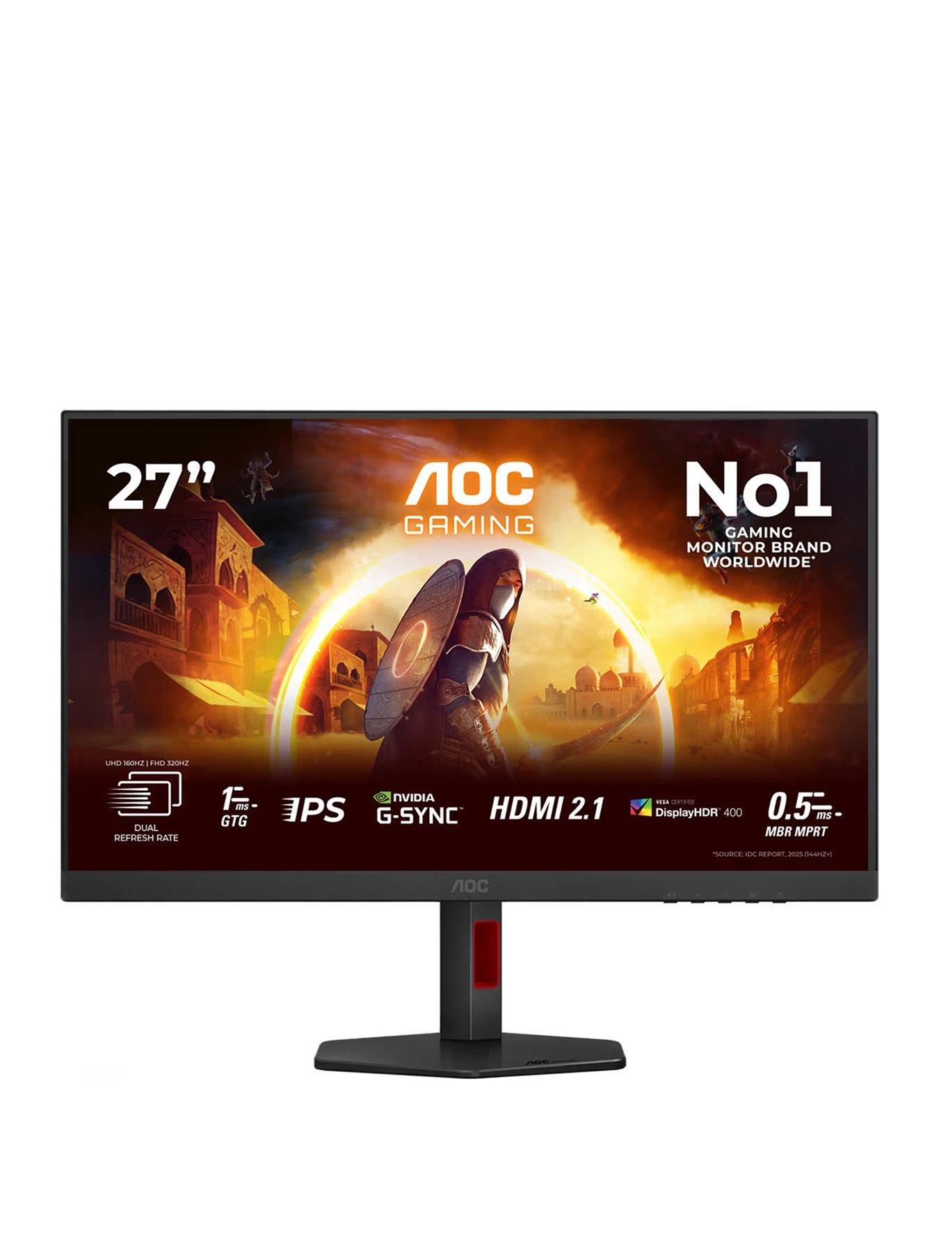 AOC U27G4R Widescreen Gaming Monitor - 27in, Dual Mode (4K @ 160Hz, FHD @ 320Hz), IPS, Black