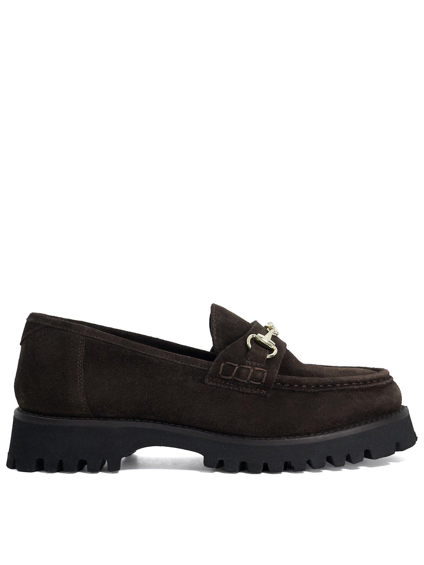 Image 1 of 6 of Dune London Wide Fit Grissini Chunky Suede Loafer - Brown