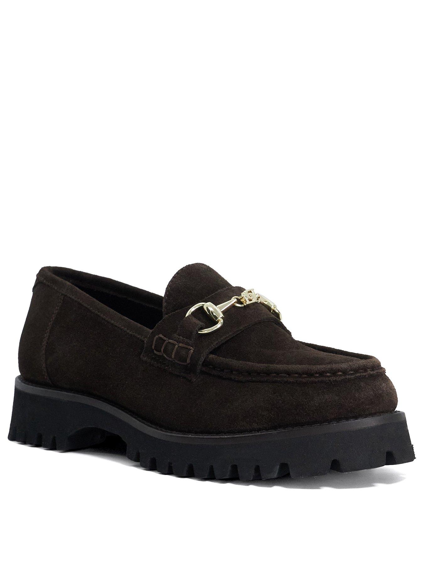 Image 2 of 6 of Dune London Wide Fit Grissini Chunky Suede Loafer - Brown