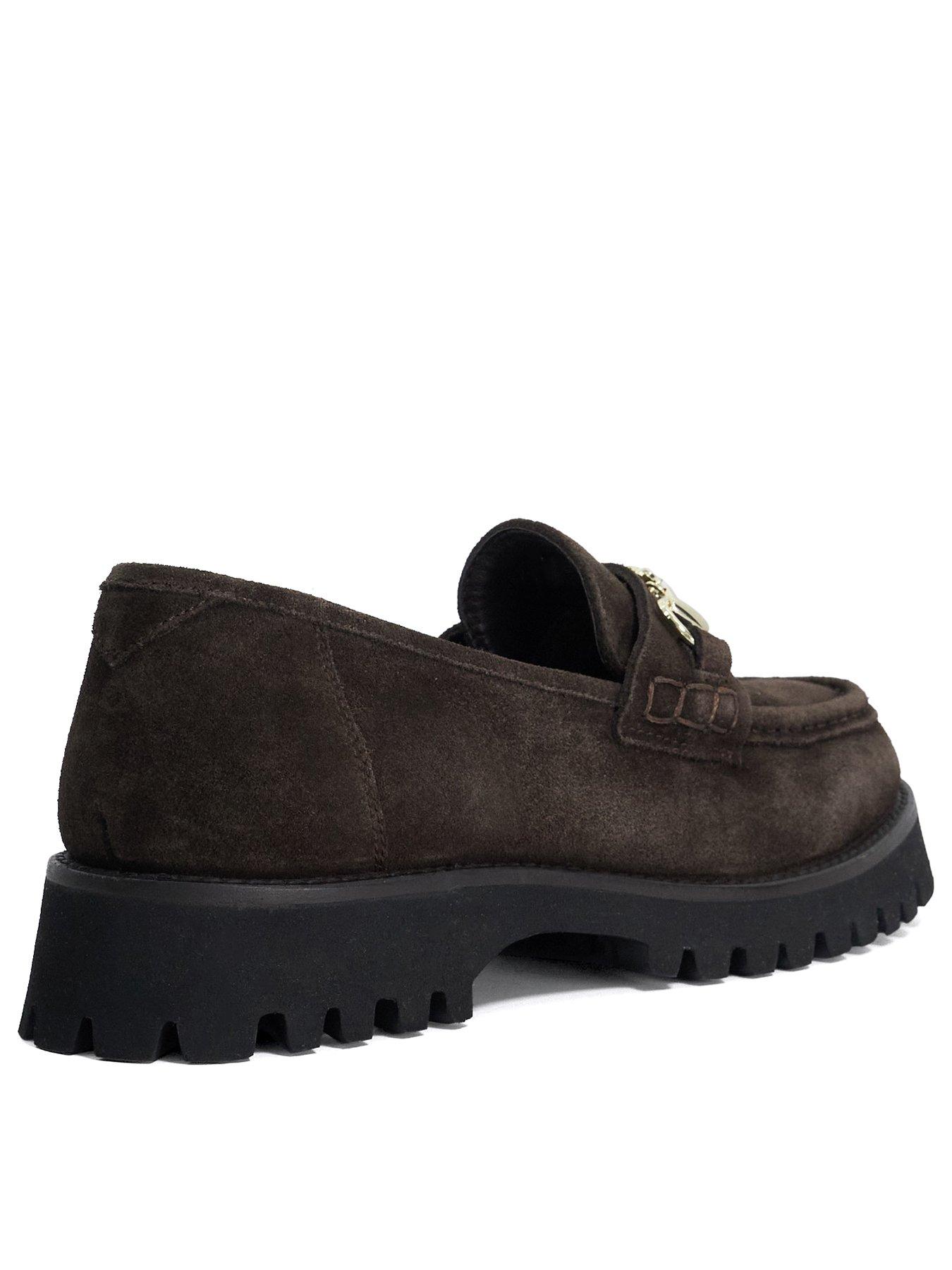 Image 3 of 6 of Dune London Wide Fit Grissini Chunky Suede Loafer - Brown