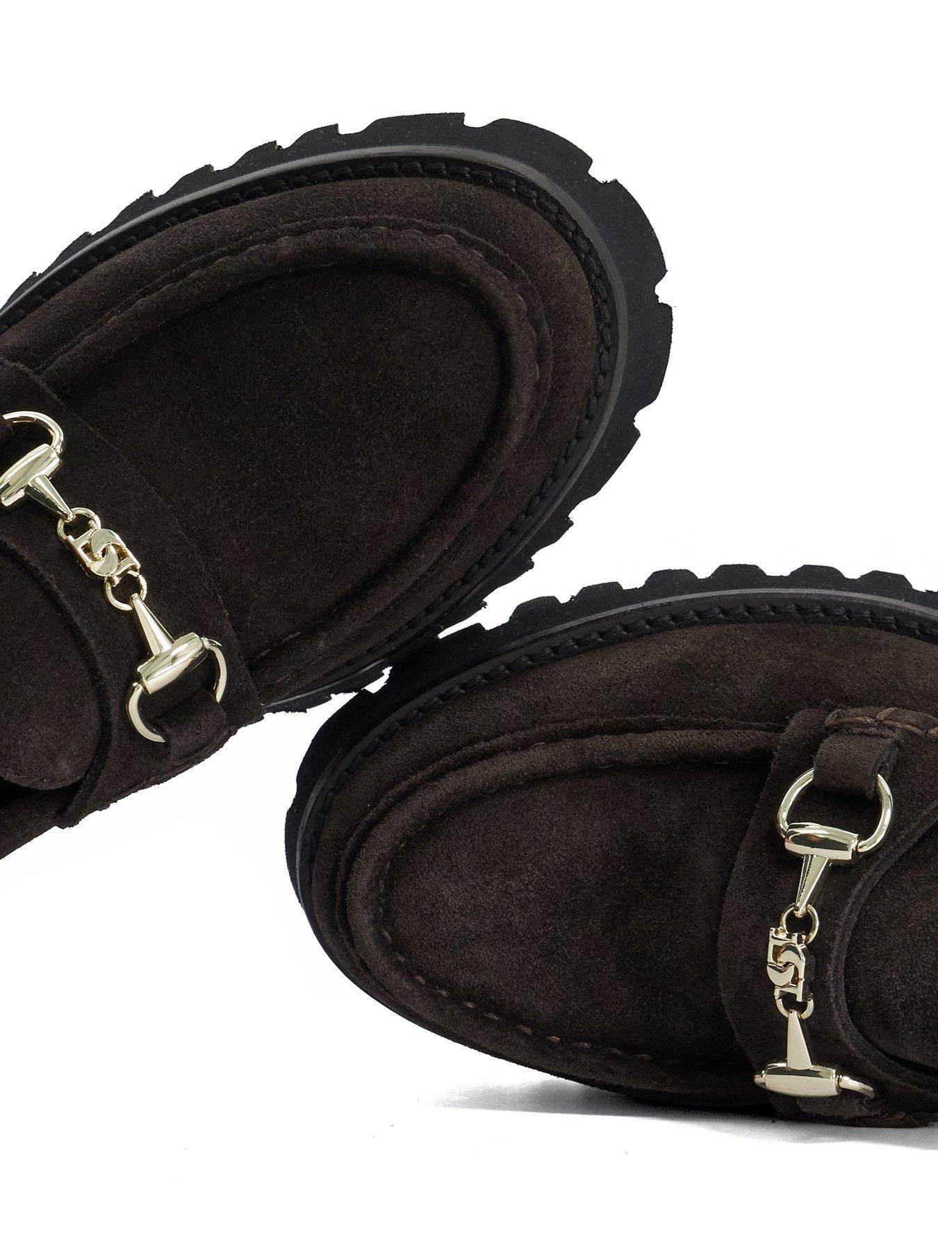 Image 5 of 6 of Dune London Wide Fit Grissini Chunky Suede Loafer - Brown
