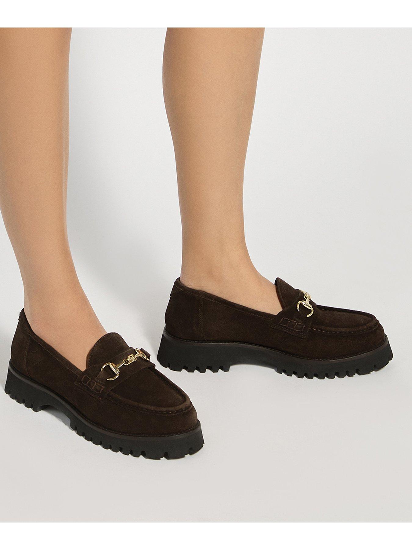 Image 6 of 6 of Dune London Wide Fit Grissini Chunky Suede Loafer - Brown