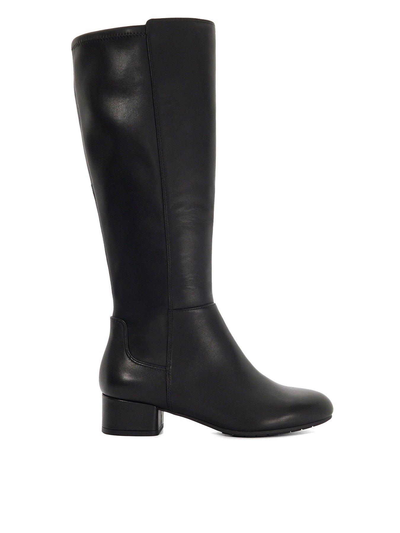 Image 1 of 6 of Dune London Womens Wide Fit Stretch Knee High Boots - Black