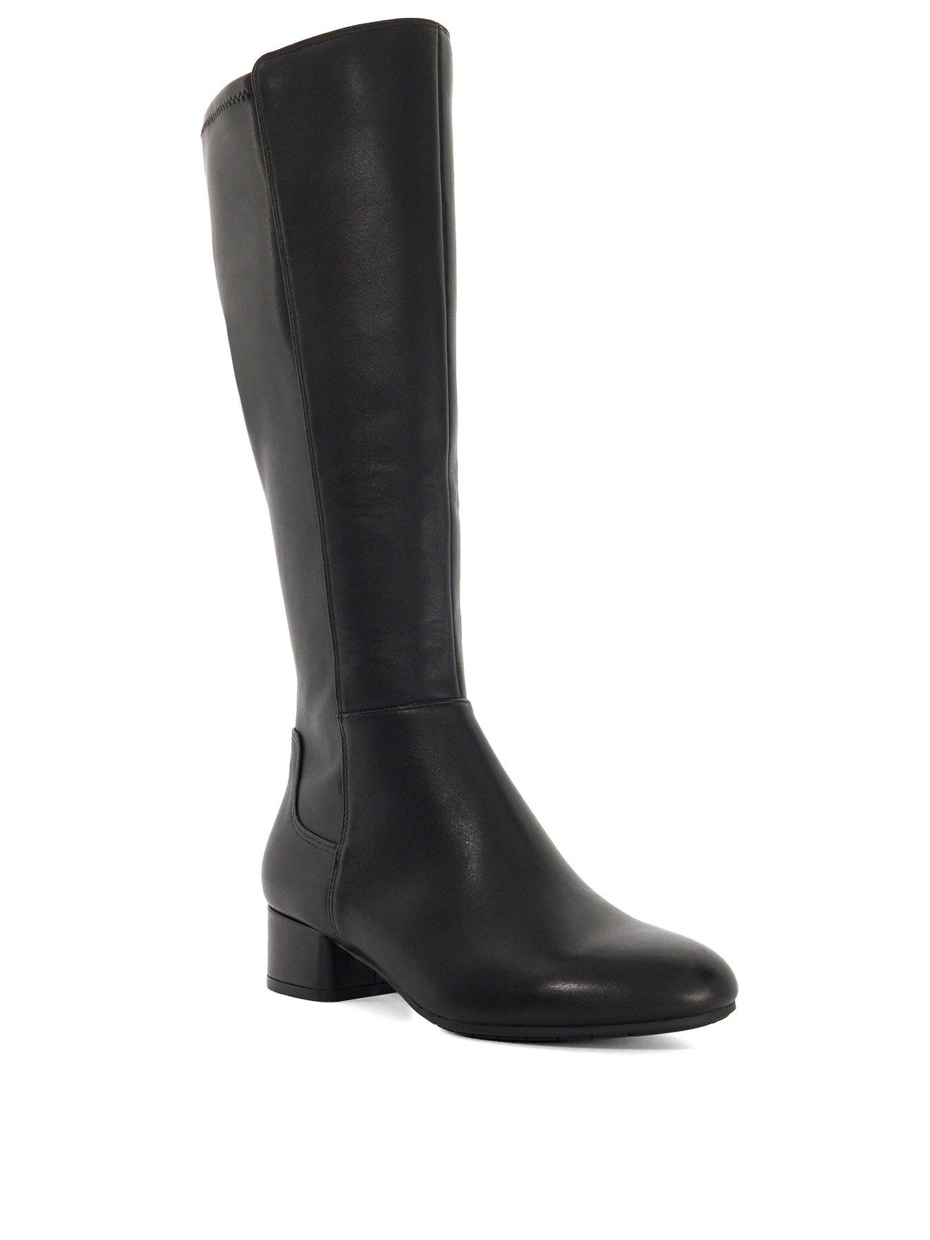 Image 2 of 6 of Dune London Womens Wide Fit Stretch Knee High Boots - Black