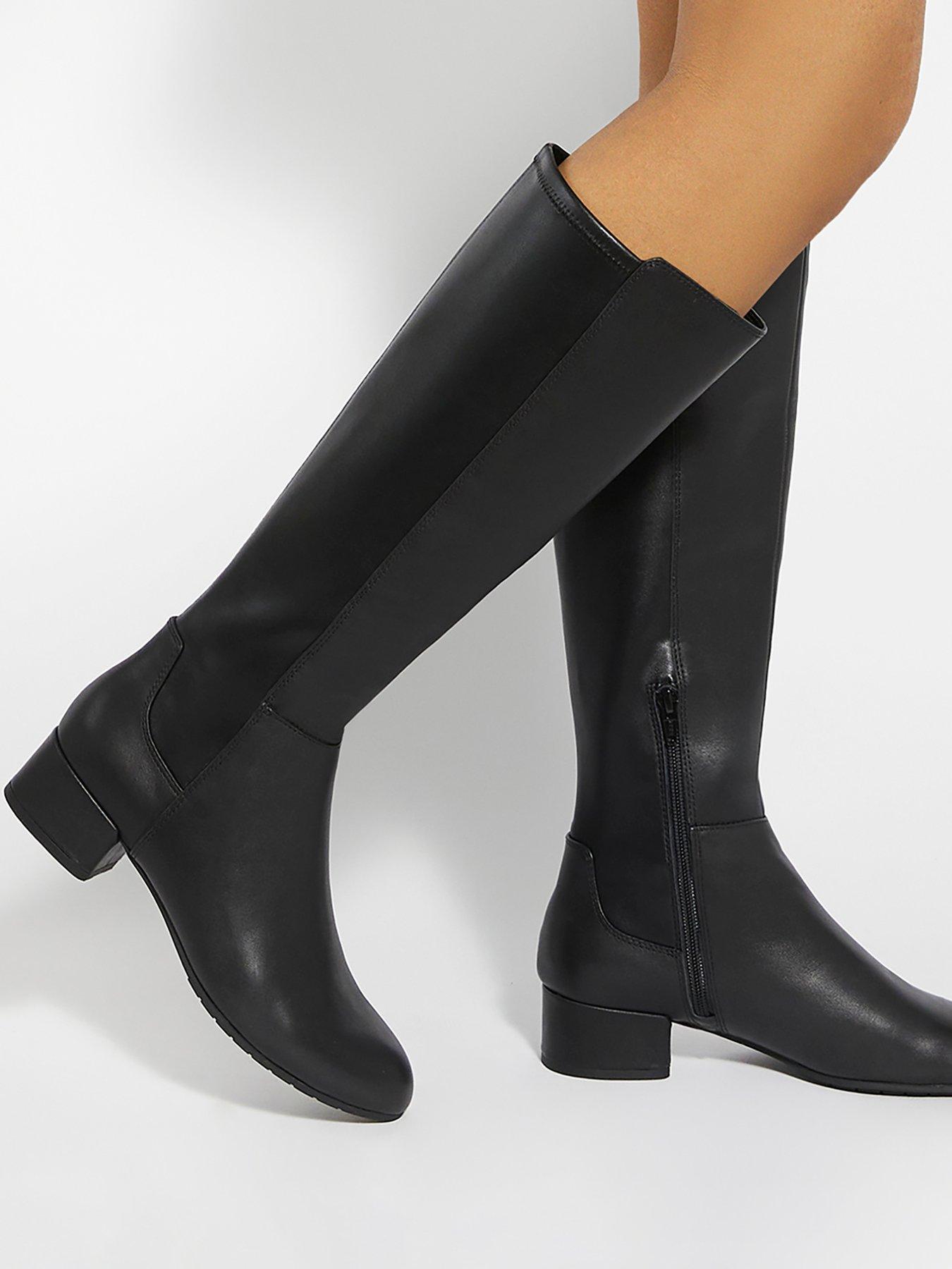 Image 6 of 6 of Dune London Womens Wide Fit Stretch Knee High Boots - Black