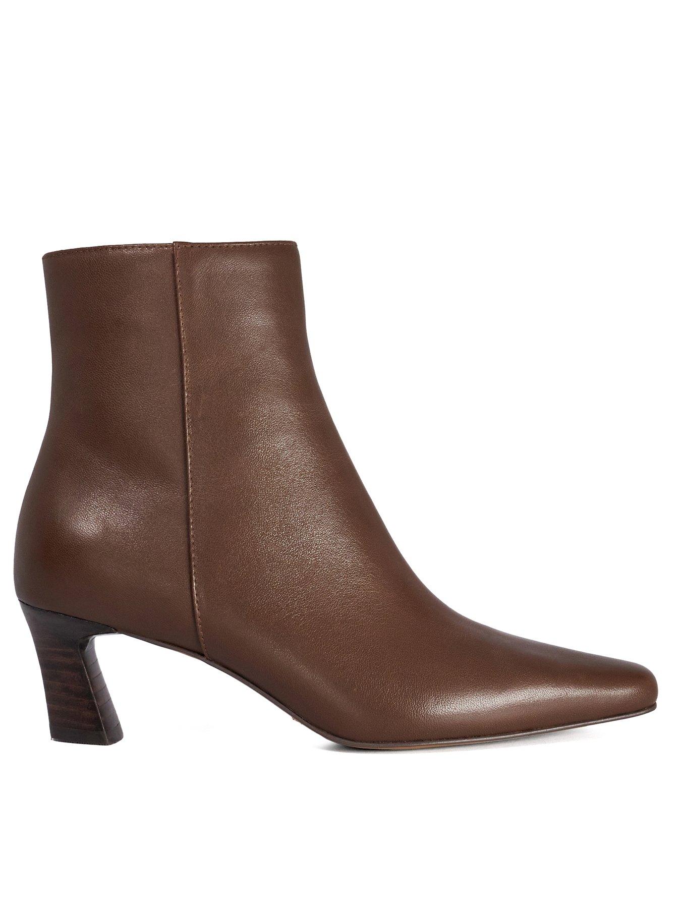 Image 1 of 5 of Dune London Overly Heeled Ankle Boots - Brown