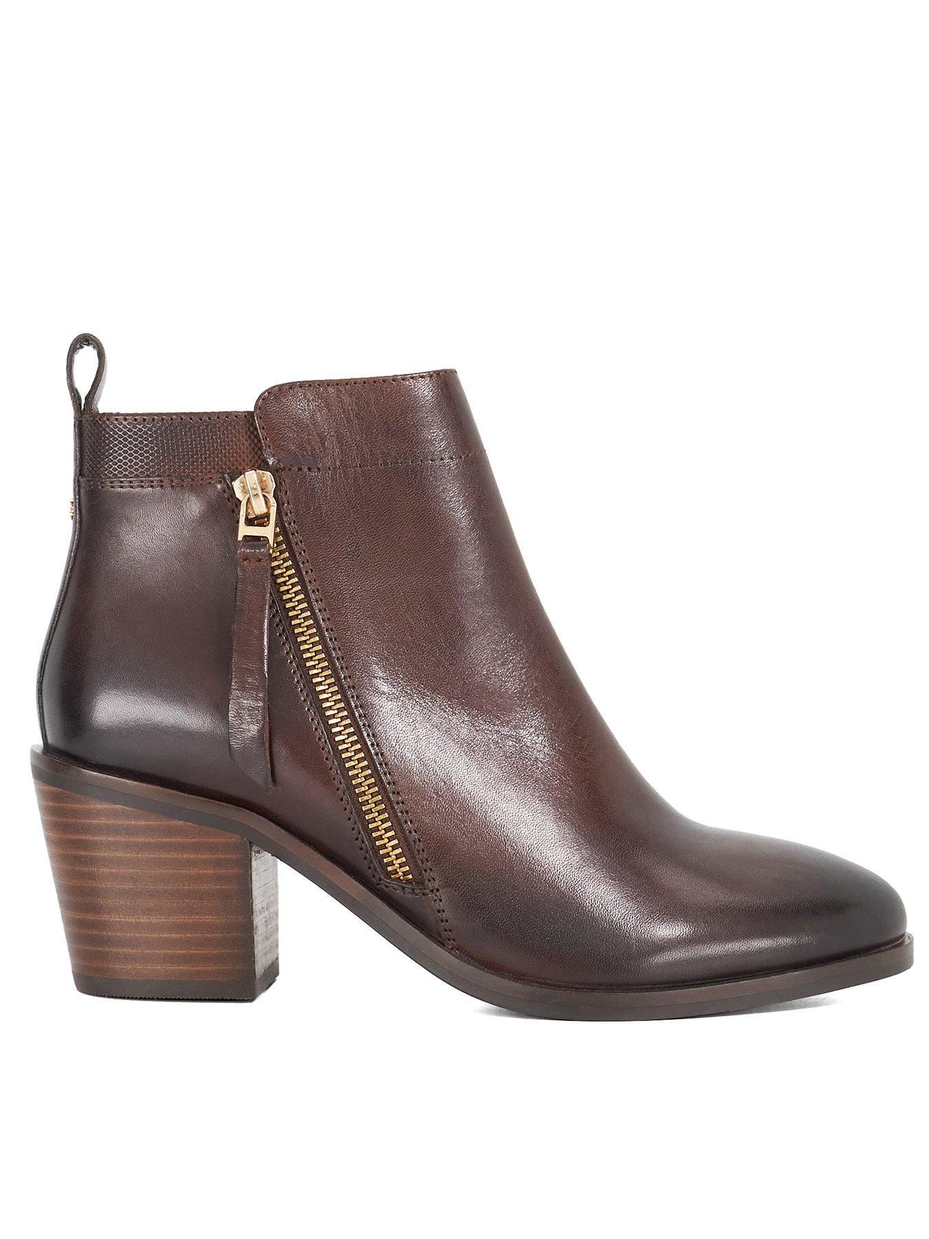 Dune London Paicing Leather Ankle Boots - Brown