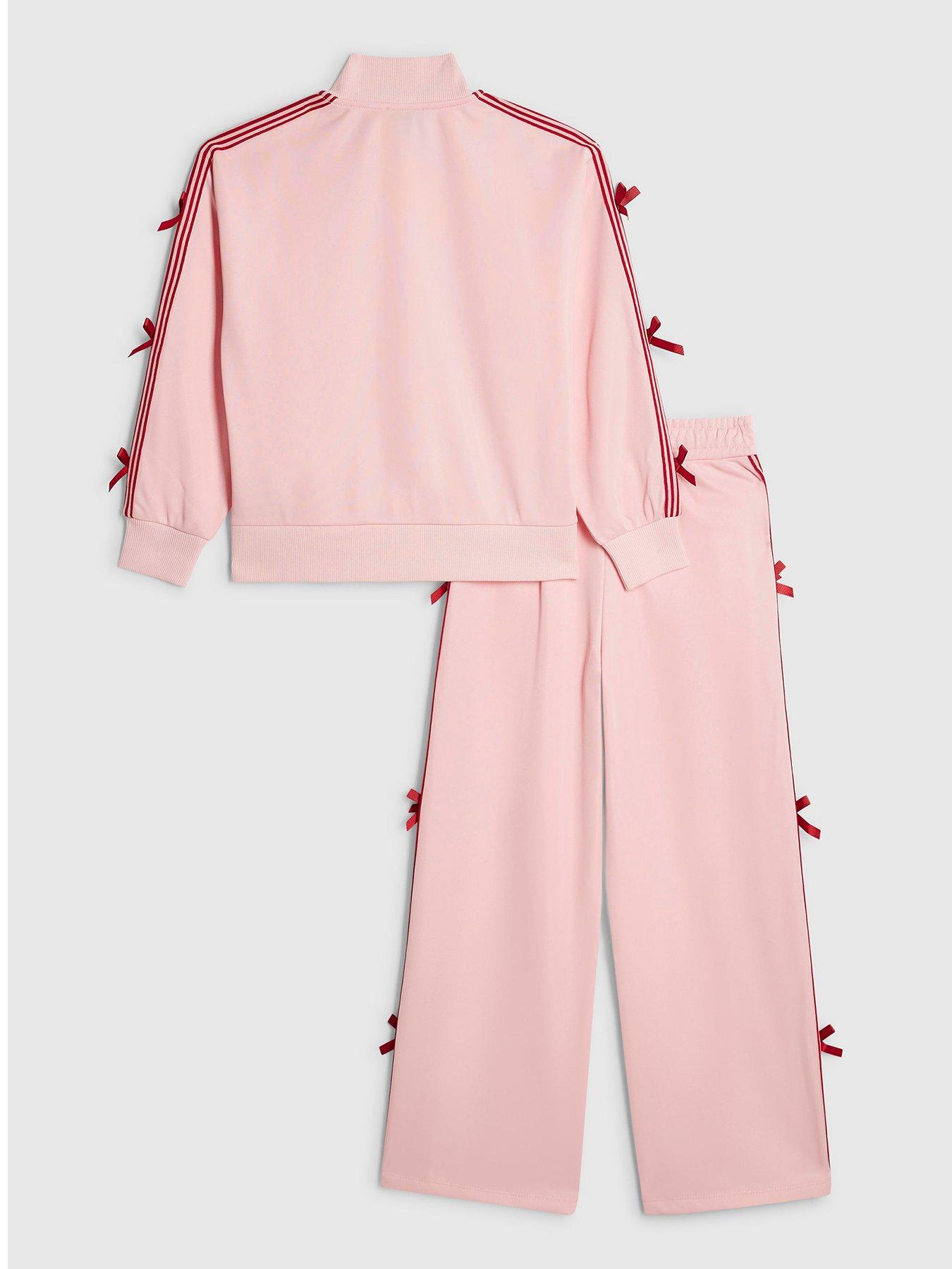 Image 2 of 5 of River Island Girls Bow Striped Track Set - Pink