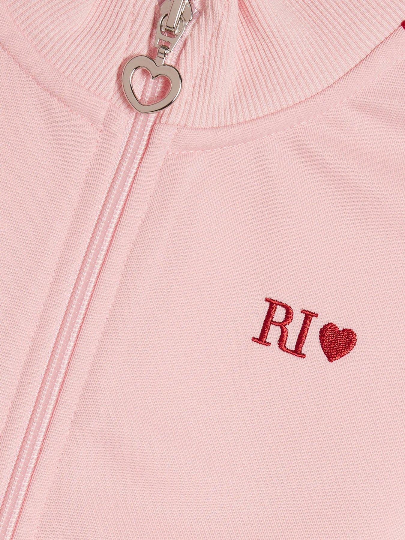Image 5 of 5 of River Island Girls Bow Striped Track Set - Pink