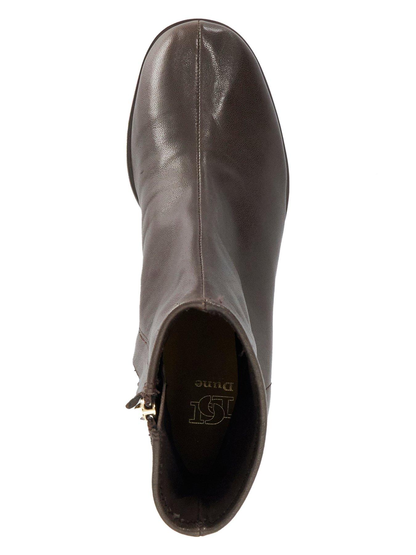 Image 4 of 5 of Dune London Pyro Block Heel Leather Ankle Boots - Brown