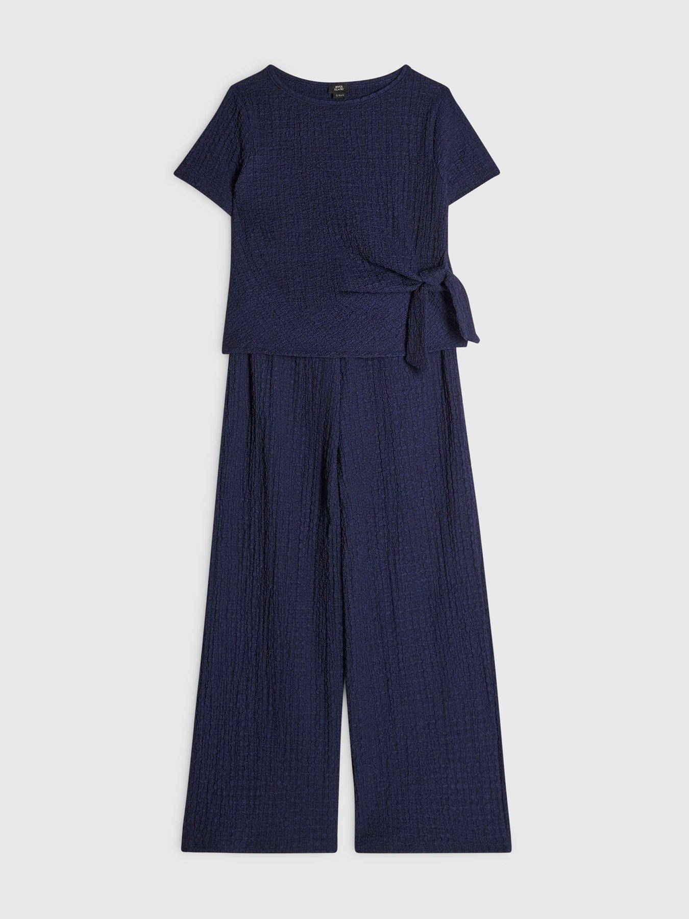 Image 3 of 5 of River Island Girls T-Shirt And Trousers Set - Navy