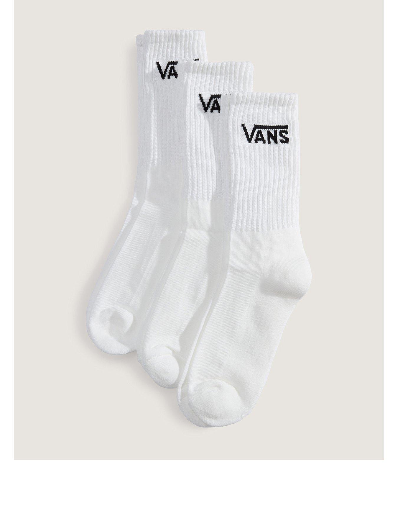 Image 1 of 3 of Vans Unisex Classic Crew Ribbed 3 Pack Socks - White