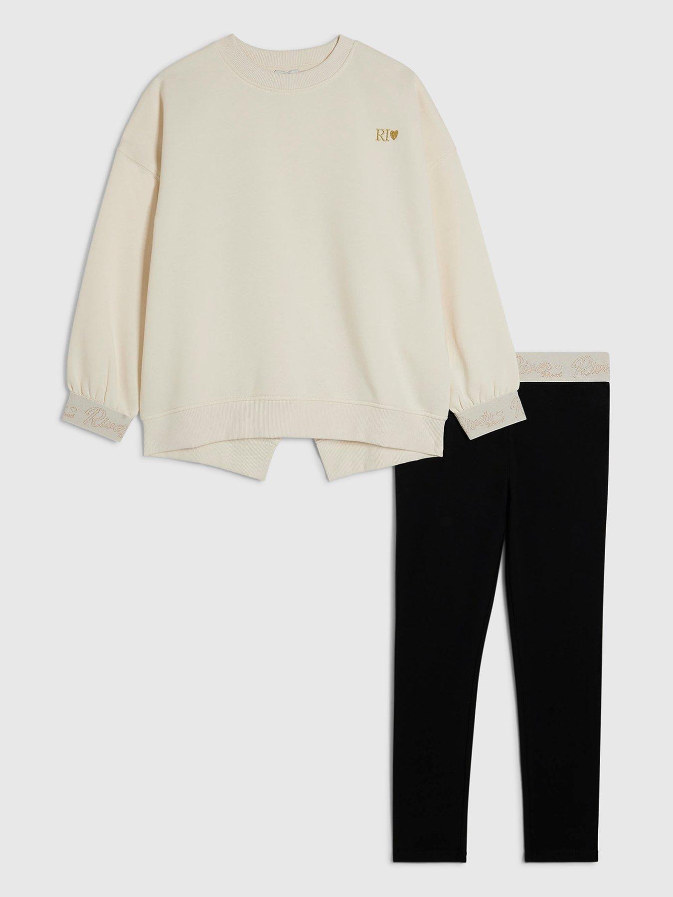 River Island Girls Ri Split Back Sweatshirt Set - Cream