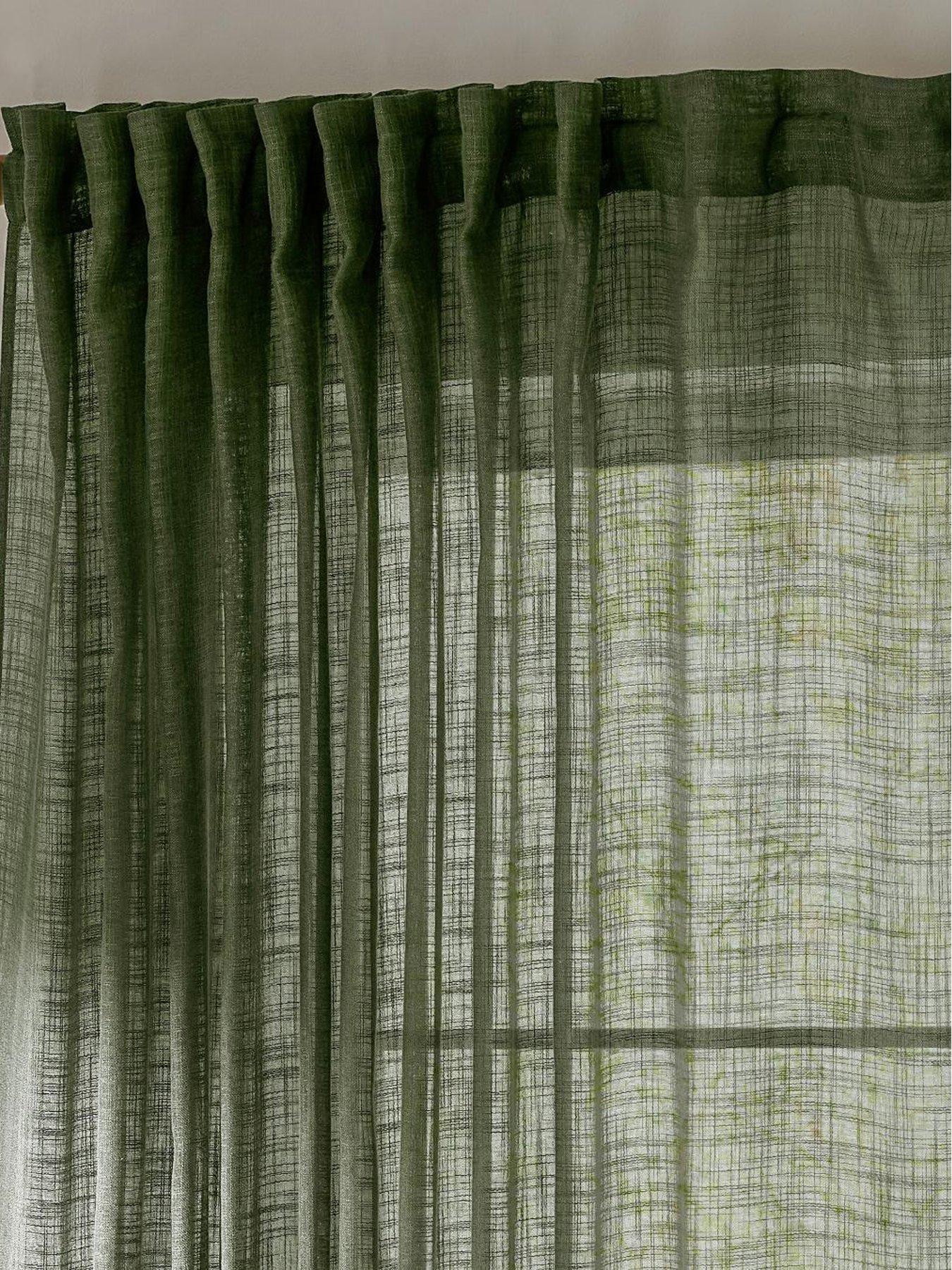 Image 2 of 7 of Yard Cirrus Tab Top Sheer Curtain Panel Forest