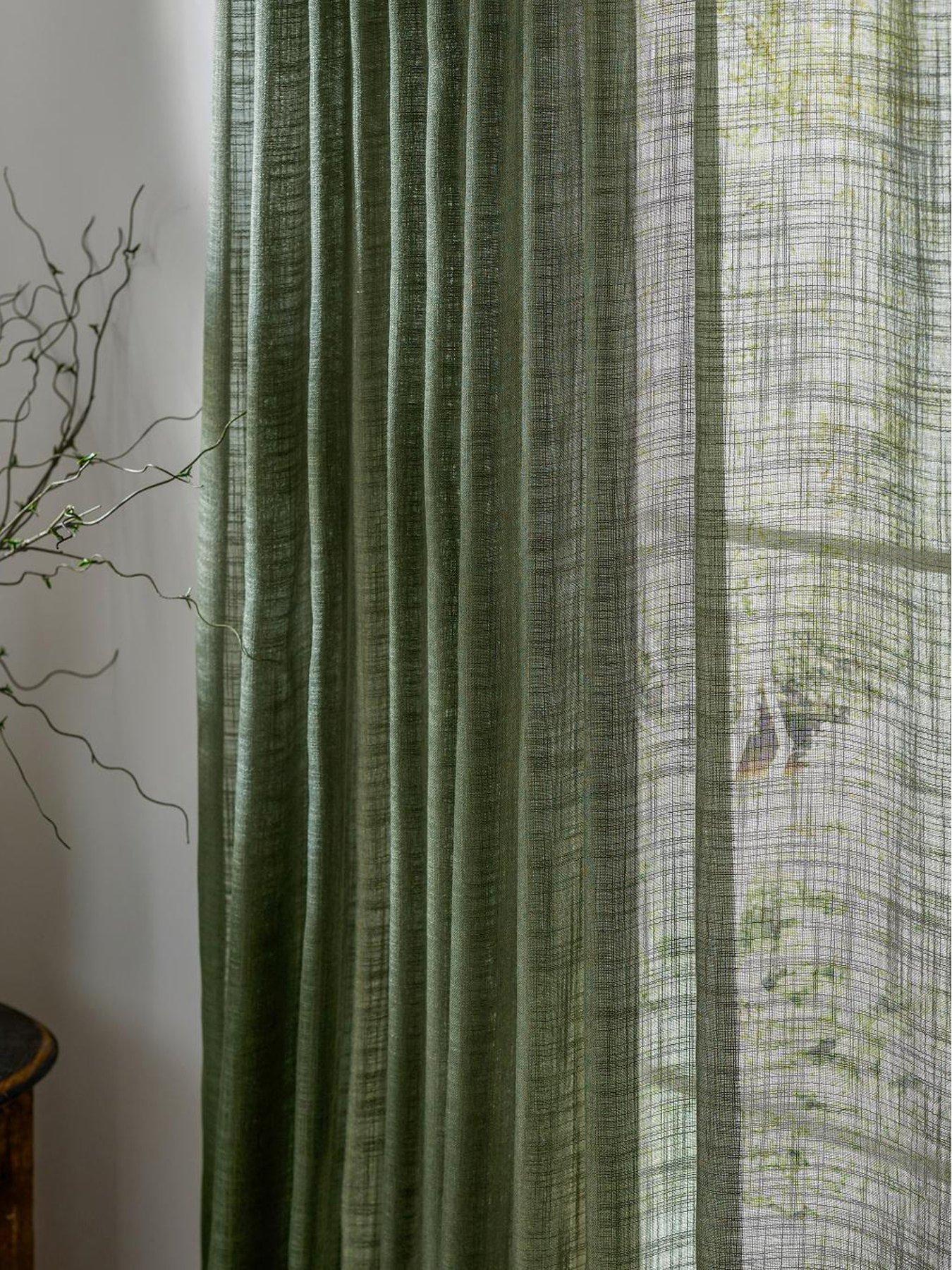 Image 3 of 7 of Yard Cirrus Tab Top Sheer Curtain Panel Forest