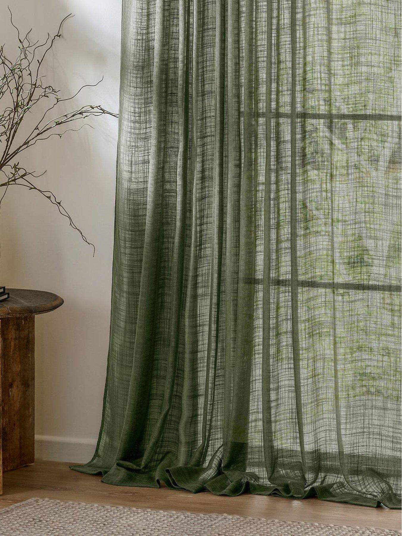 Image 4 of 7 of Yard Cirrus Tab Top Sheer Curtain Panel Forest