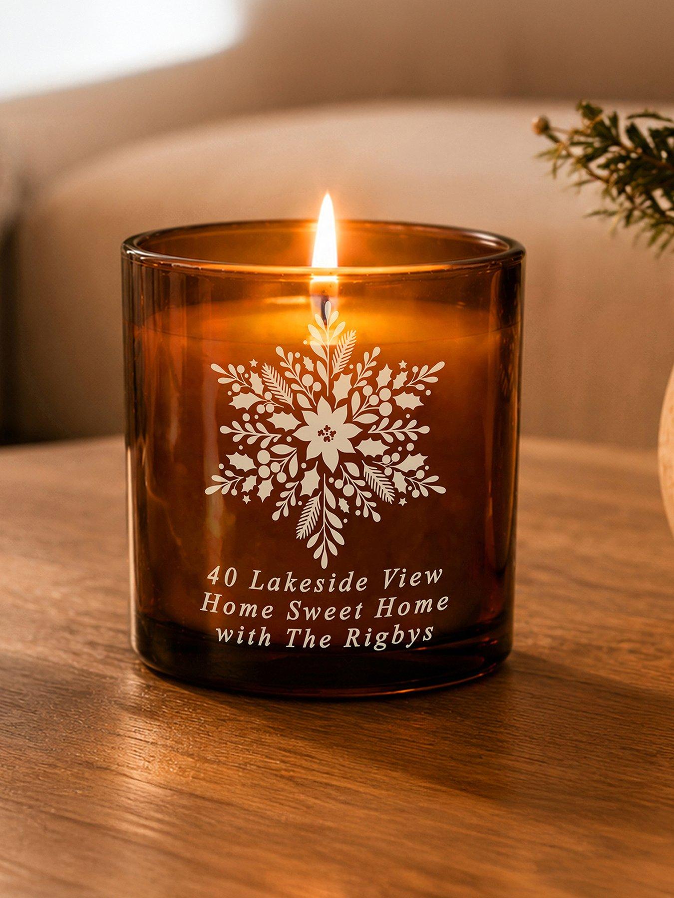 The Personalised Memento Company Personalised Snowflake Amber Glass Candle Jar