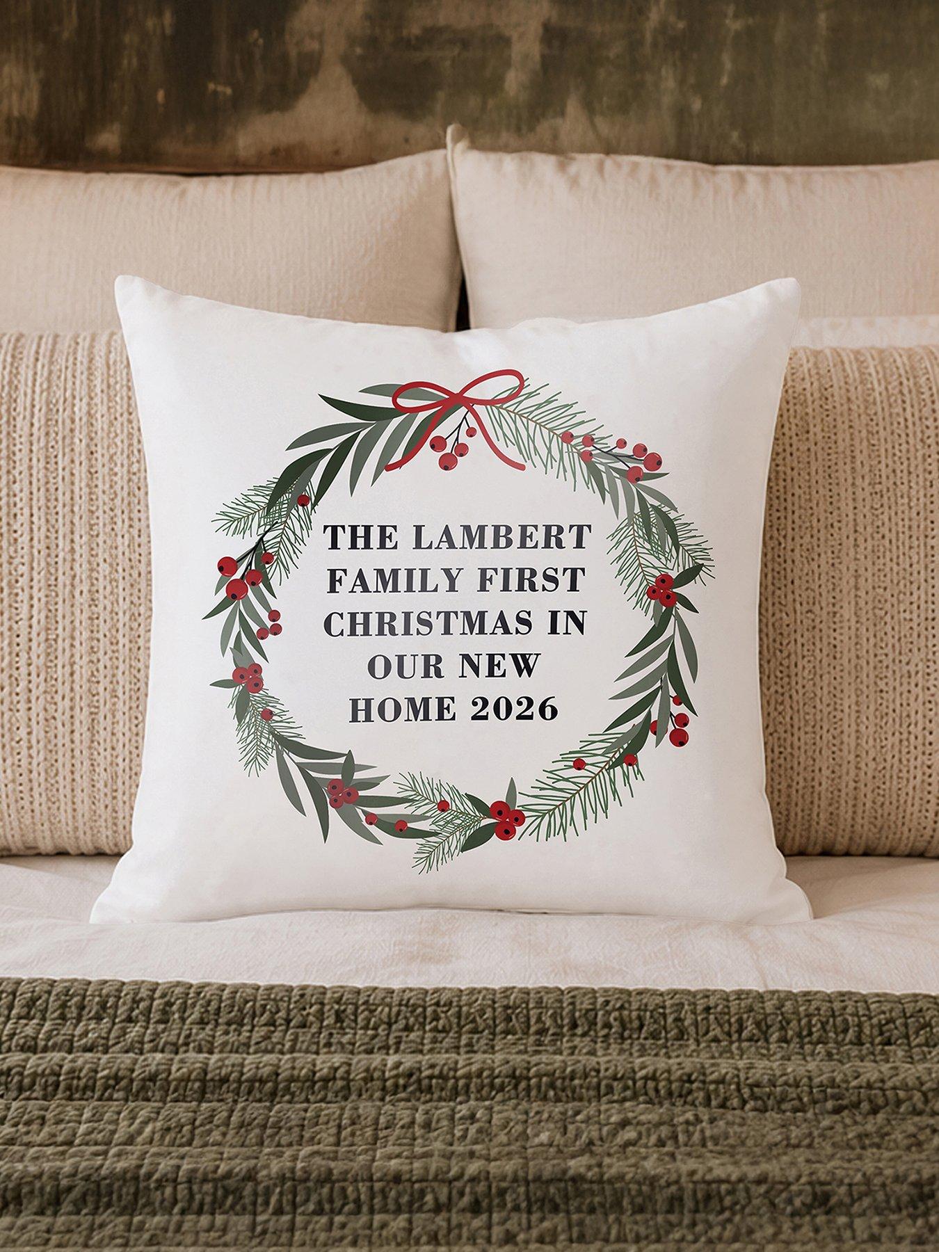 The Personalised Memento Company Personalised Christmas Wreath Cushion