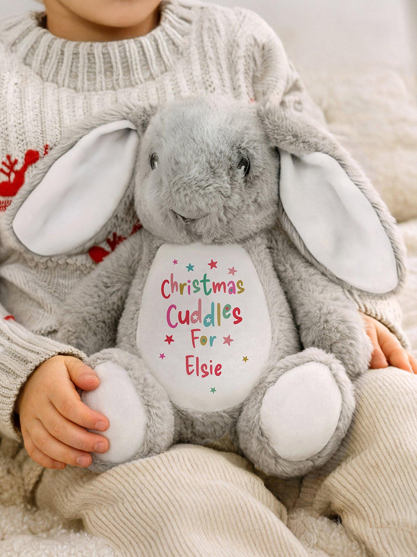 Image 1 of 3 of The Personalised Memento Company Personalised Christmas Cuddles Bunny Rabbit Soft Toy