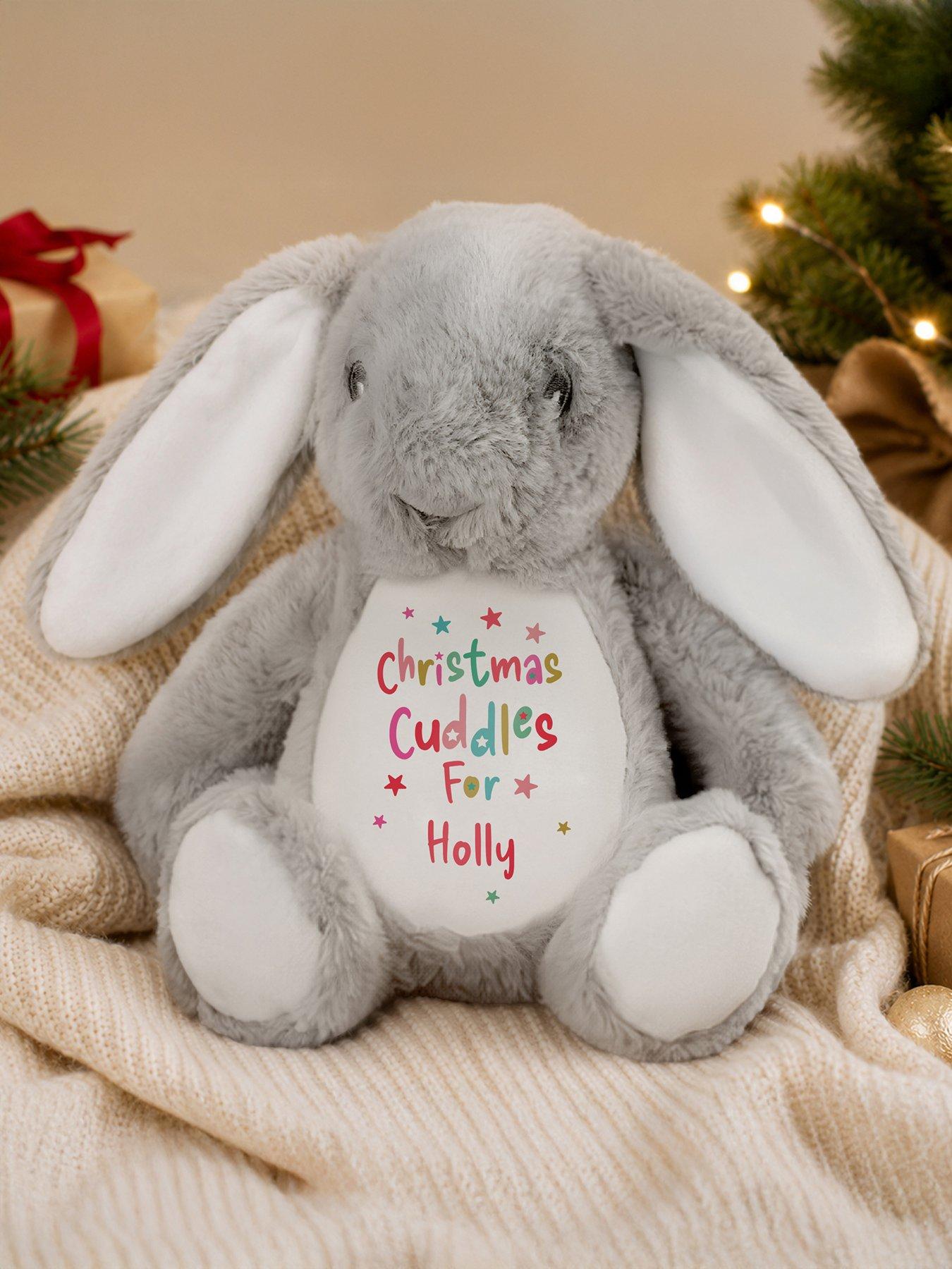 Image 3 of 3 of The Personalised Memento Company Personalised Christmas Cuddles Bunny Rabbit Soft Toy