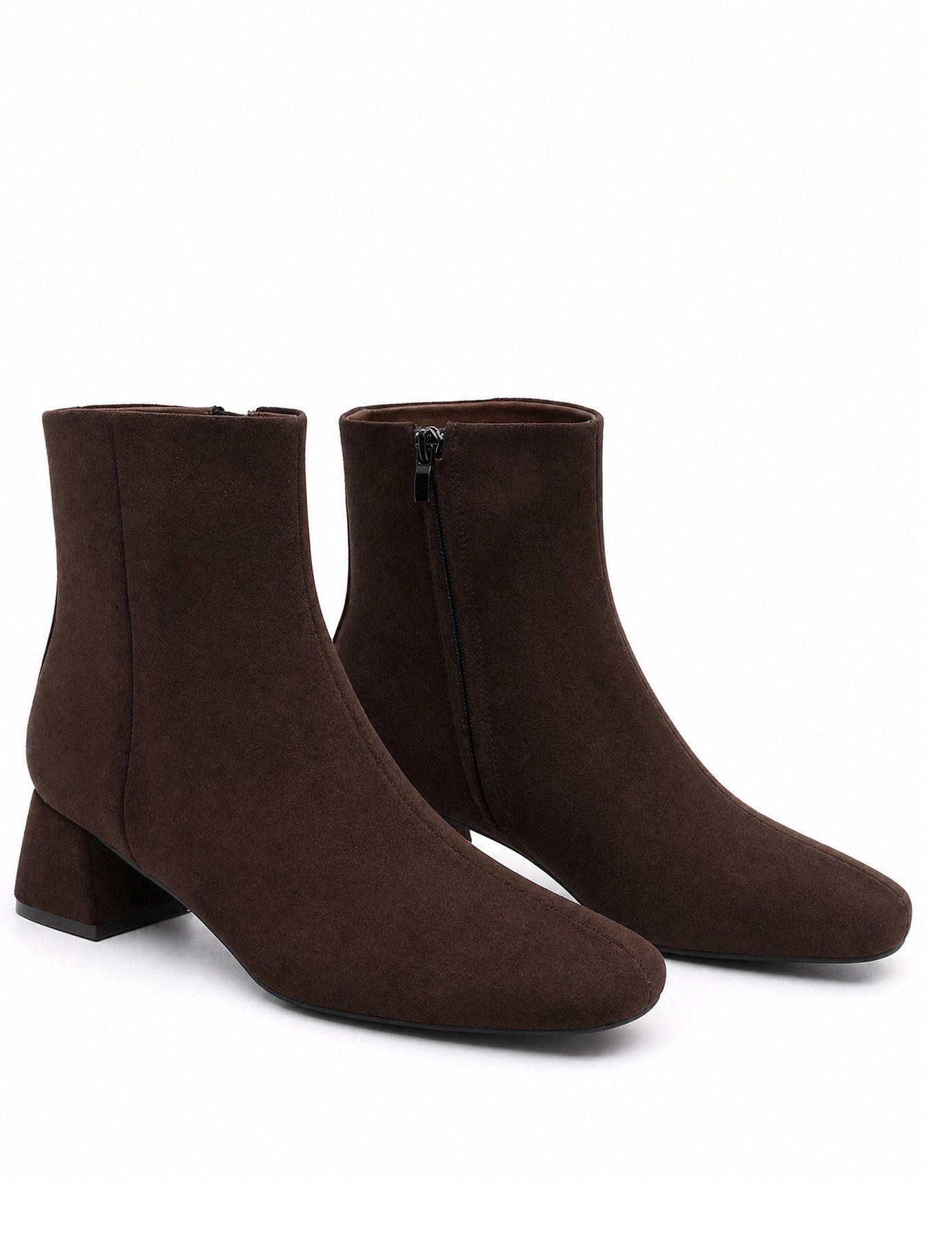 Image 1 of 5 of Glamorous Womens Block Heel Square Toe Ankle Boots - Brown