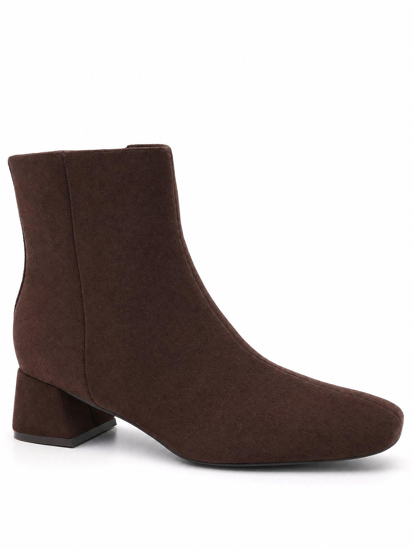 Image 2 of 5 of Glamorous Womens Block Heel Square Toe Ankle Boots - Brown