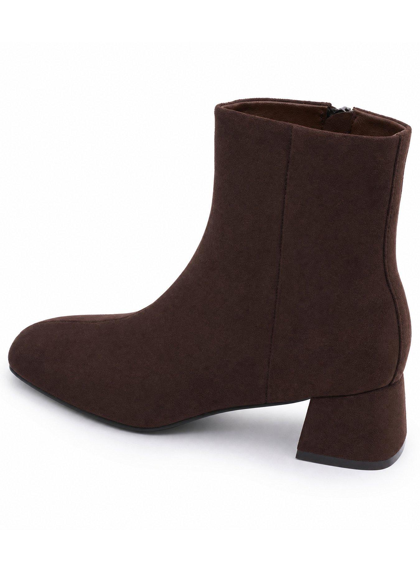 Image 3 of 5 of Glamorous Womens Block Heel Square Toe Ankle Boots - Brown