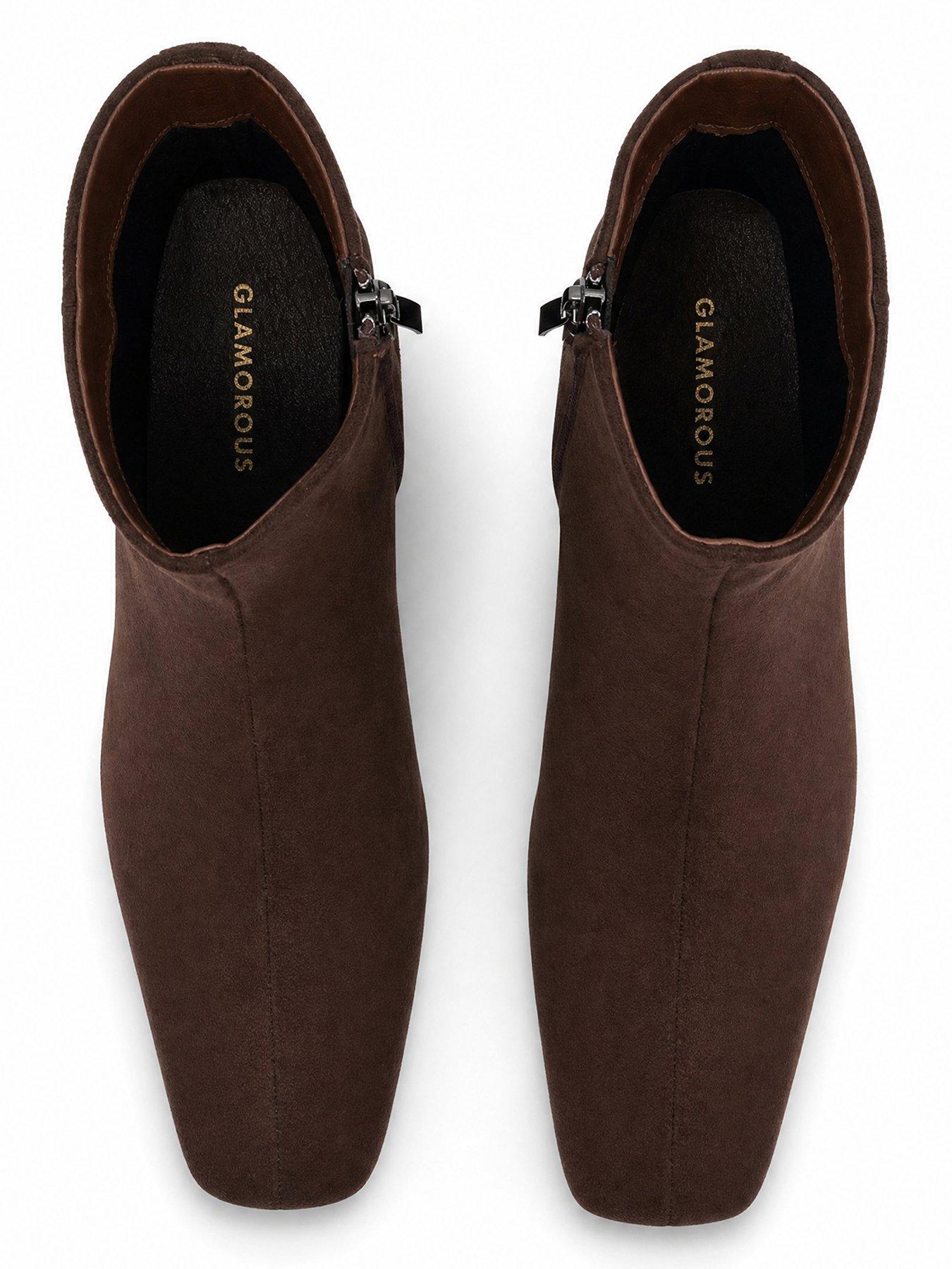 Image 4 of 5 of Glamorous Womens Block Heel Square Toe Ankle Boots - Brown